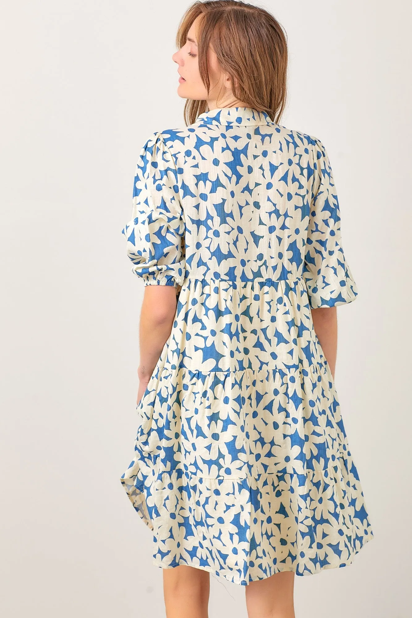 Blue Floral Button Down Dress sold by Pinkblush product image thumbnail 4