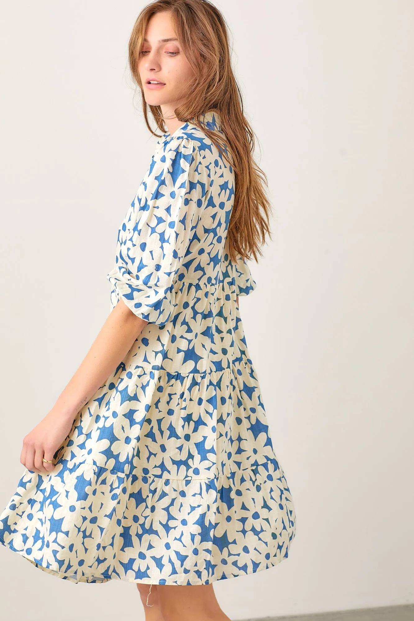 Blue Floral Button Down Dress sold by Pinkblush product image thumbnail 2