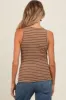 Camel Striped Rib Knit Maternity Tank Top sold by Pinkblush