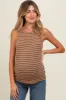 Camel Striped Rib Knit Maternity Tank Top sold by Pinkblush