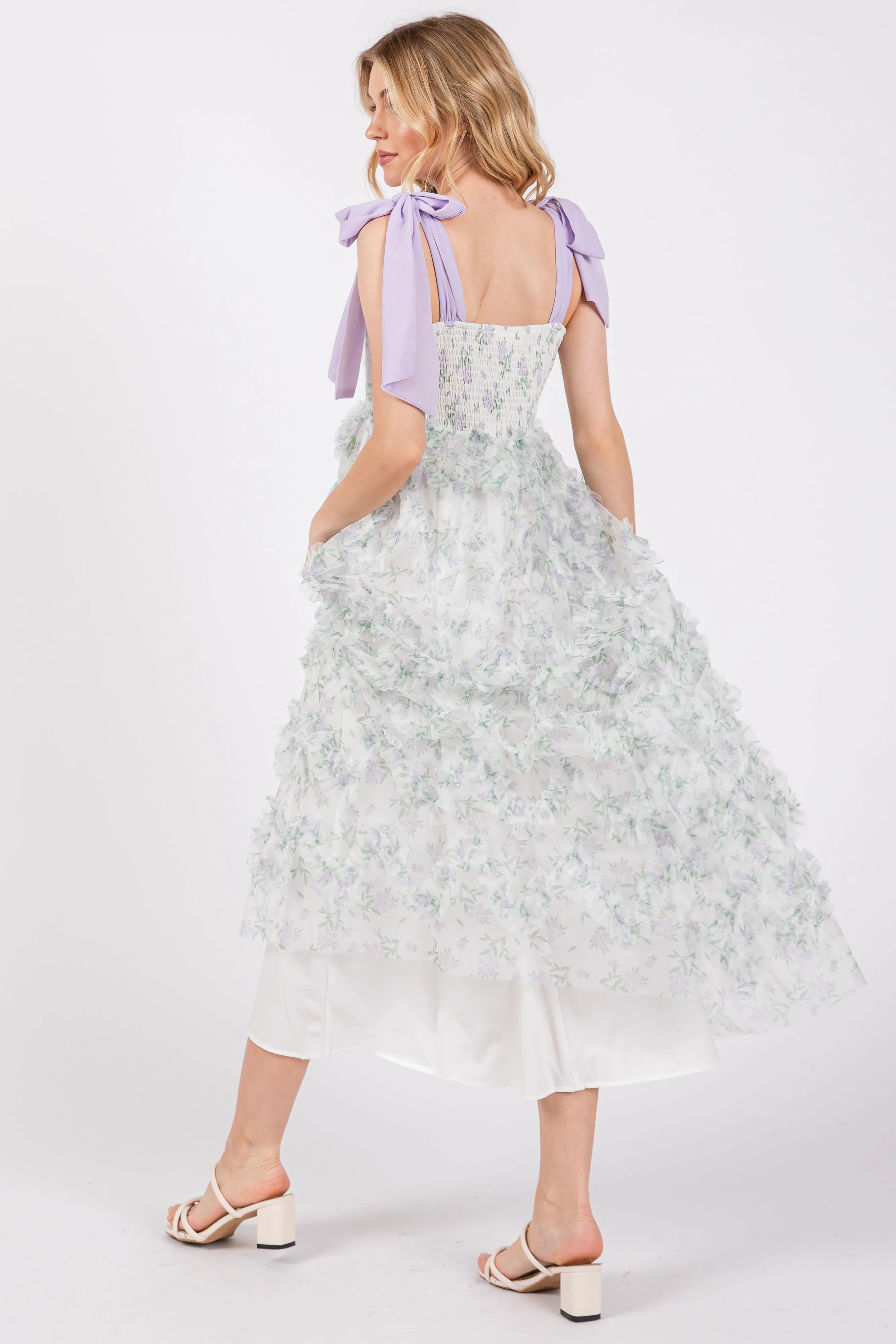 Lavender Floral Ruffle Tiered Maxi Dress sold by Pinkblush product image thumbnail 3