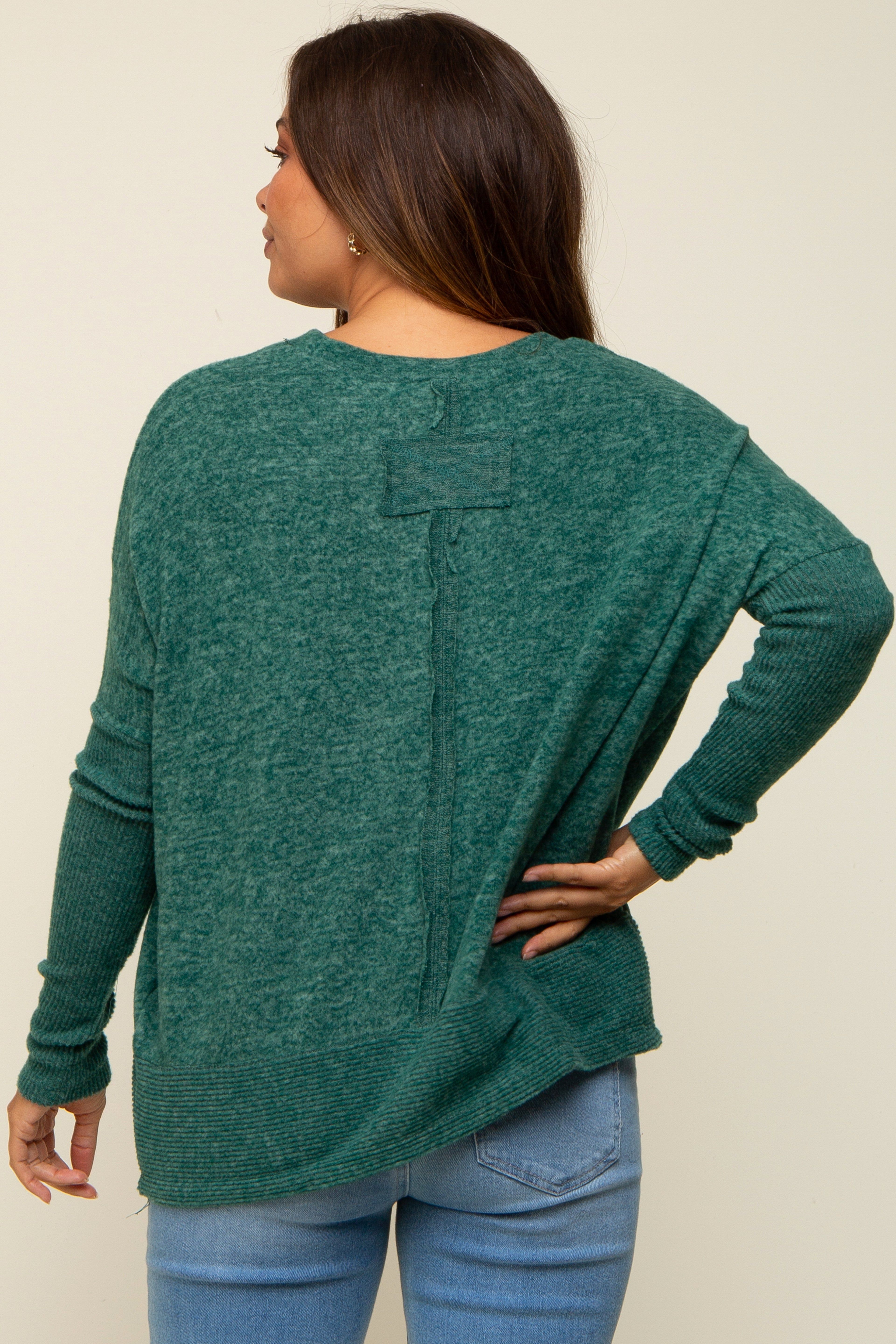 Green Heather Brushed Knit Maternity Top sold by Pinkblush product image thumbnail 3