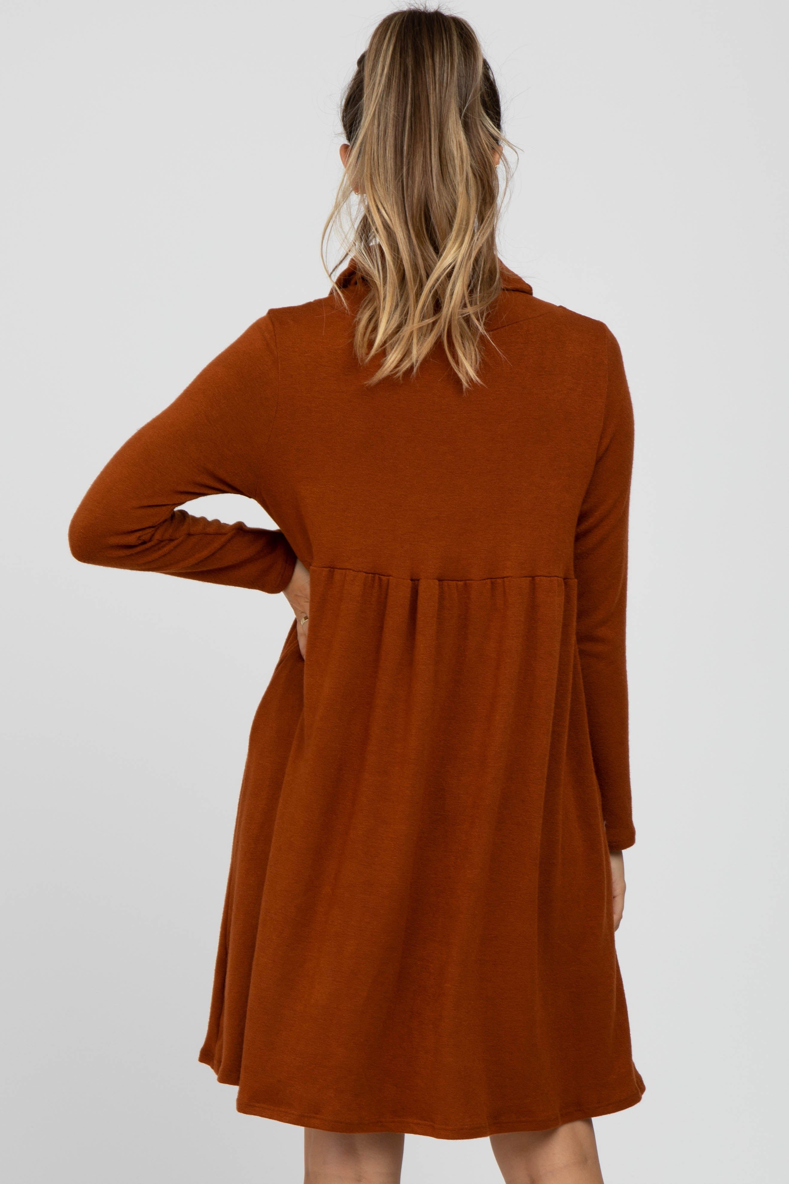 Rust Cowl Neck Maternity Dress sold by Pinkblush product image thumbnail 4