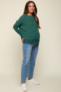 Green Heather Brushed Knit Maternity Top sold by Pinkblush