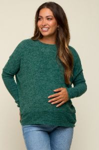 Green Heather Brushed Knit Maternity Top sold by Pinkblush