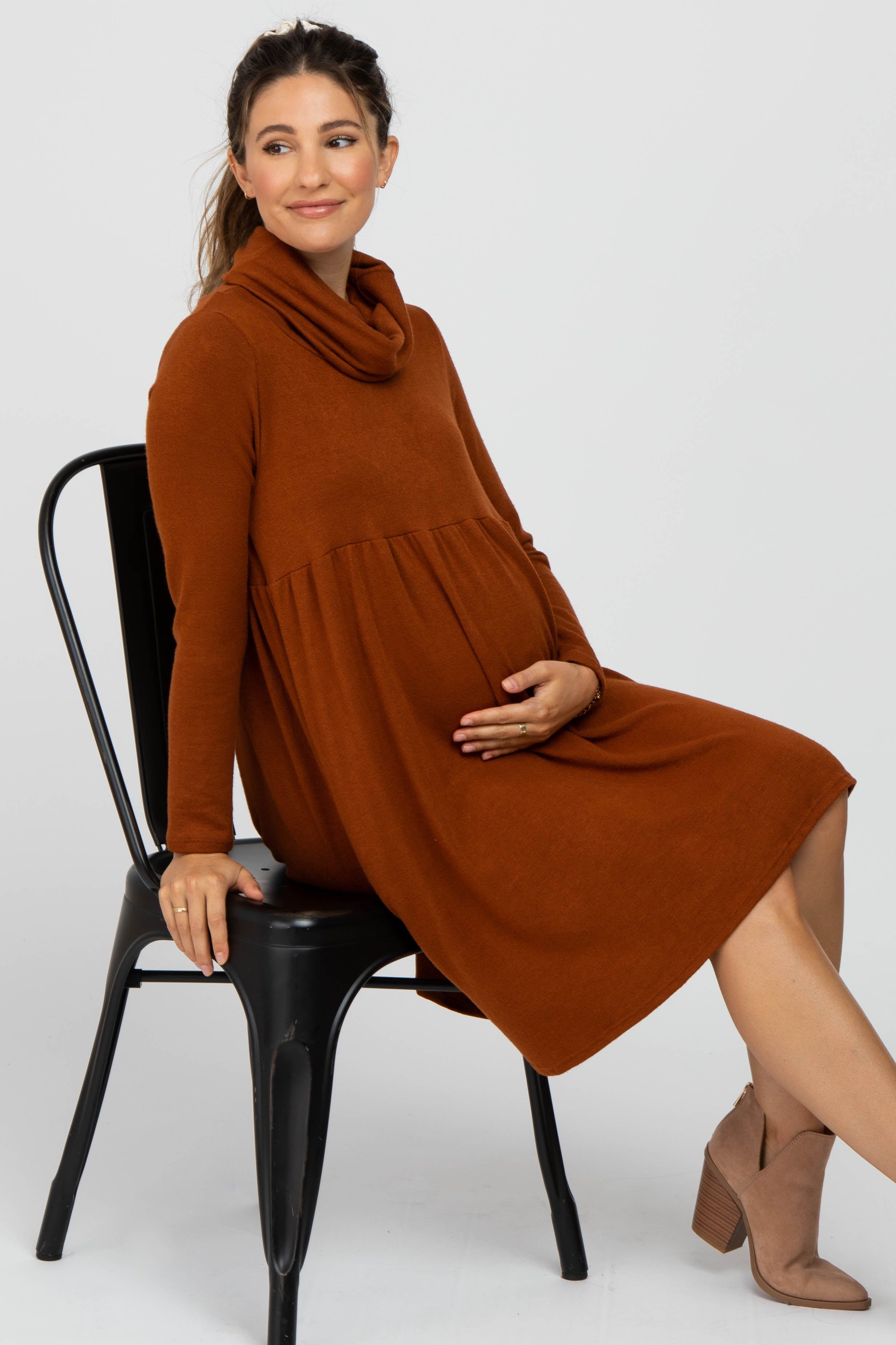 Rust Cowl Neck Maternity Dress sold by Pinkblush product image thumbnail 5