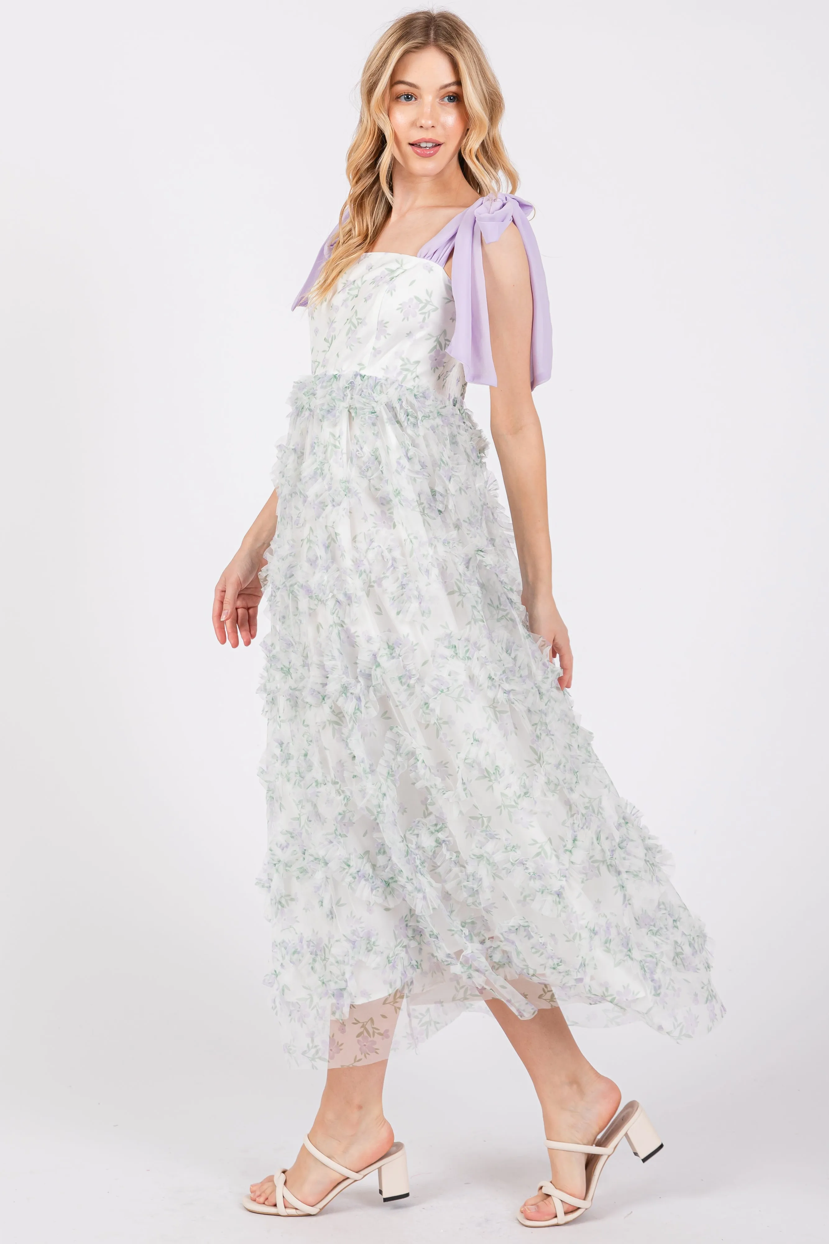 Lavender Floral Ruffle Tiered Maxi Dress sold by Pinkblush product image thumbnail 2