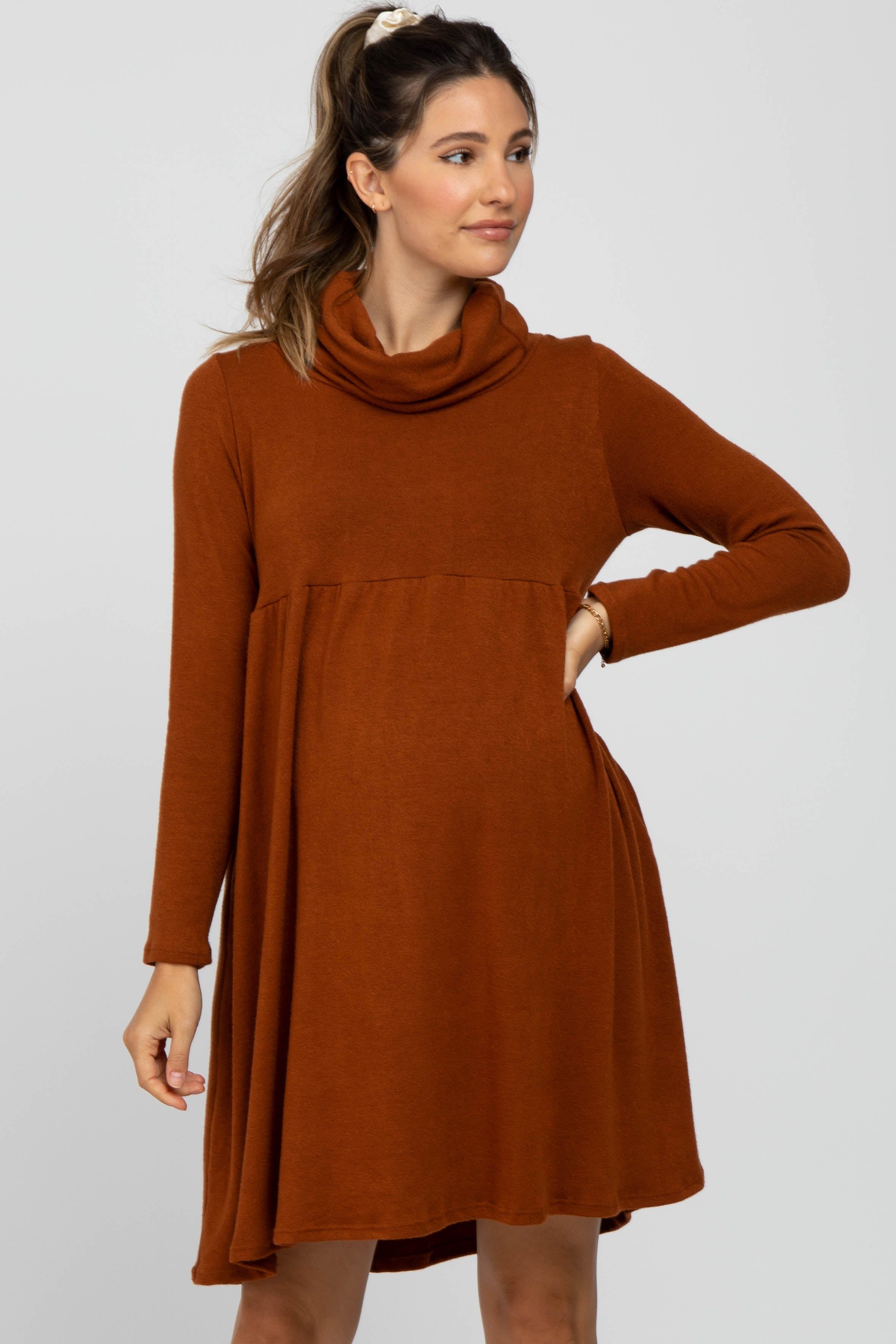 Rust Cowl Neck Maternity Dress sold by Pinkblush product image thumbnail 3