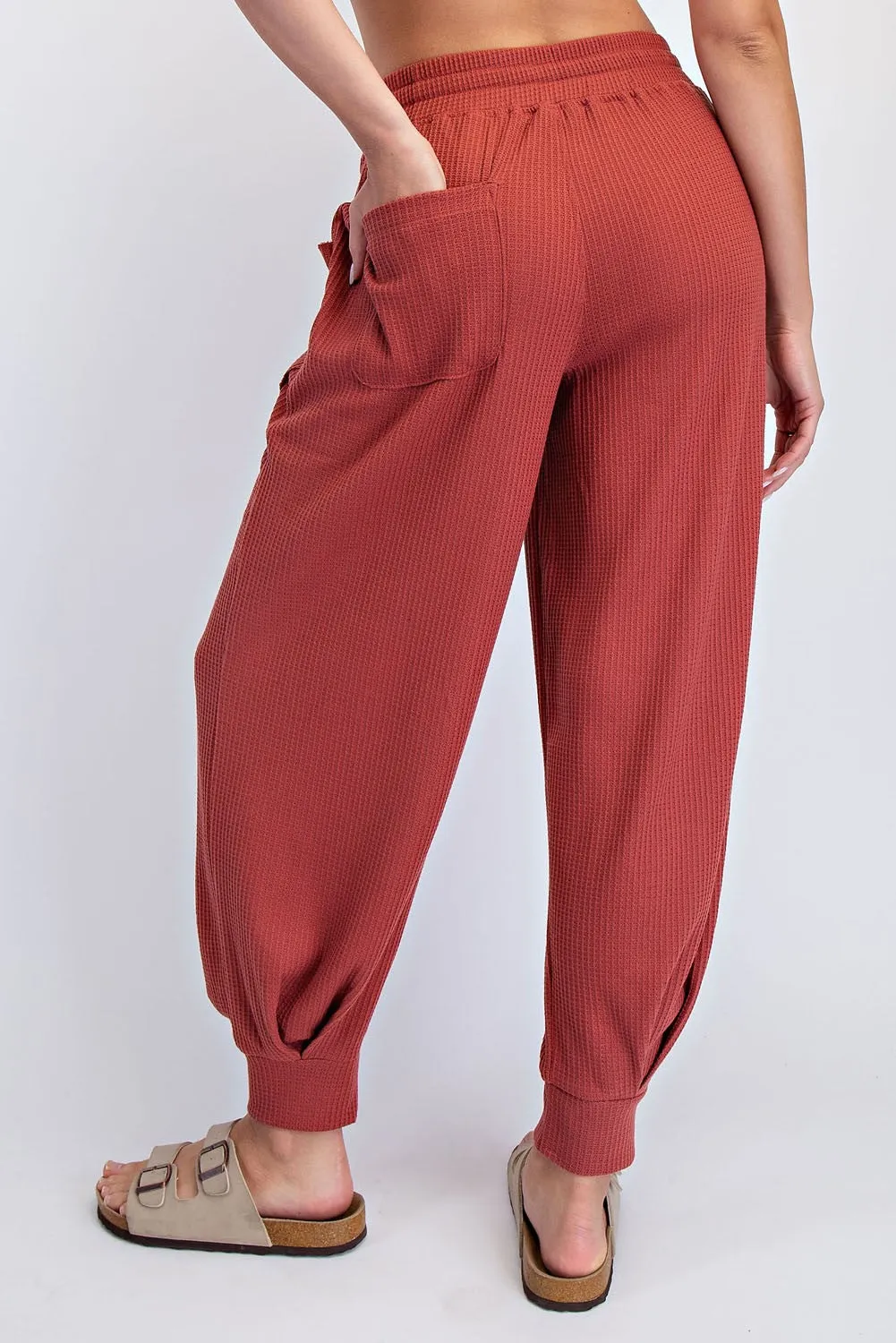 Brick Waffle Knit Raw Seam Joggers sold by Pinkblush product image thumbnail 4