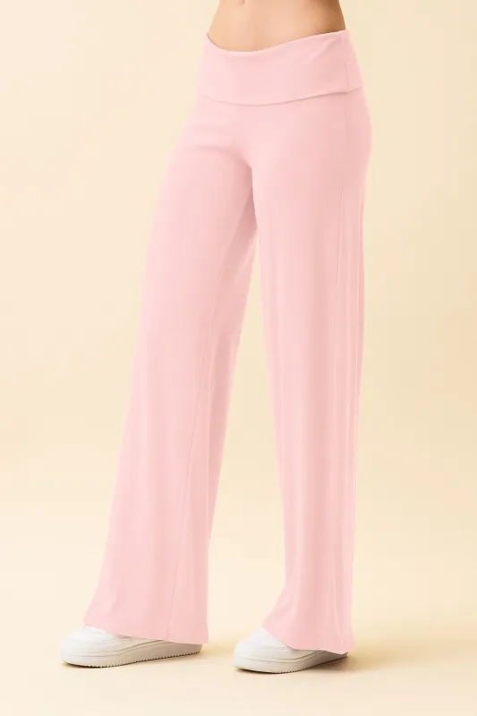 Light Pink Wide Leg Fold Over Lounge Pants sold by Pinkblush