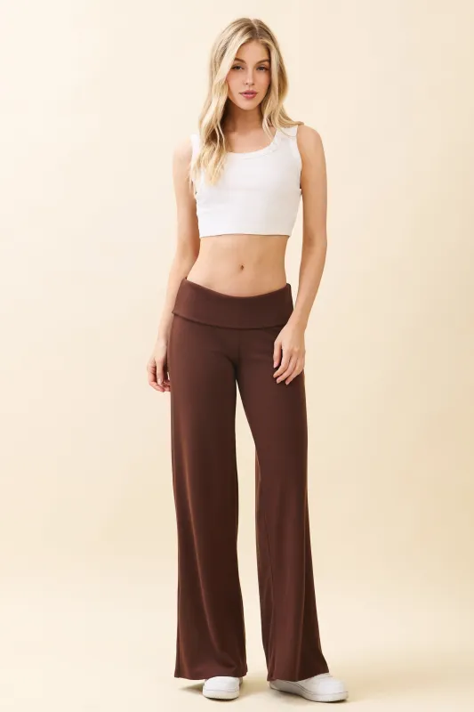 Cocoa Wide Leg Fold Over Lounge Pants sold by Pinkblush