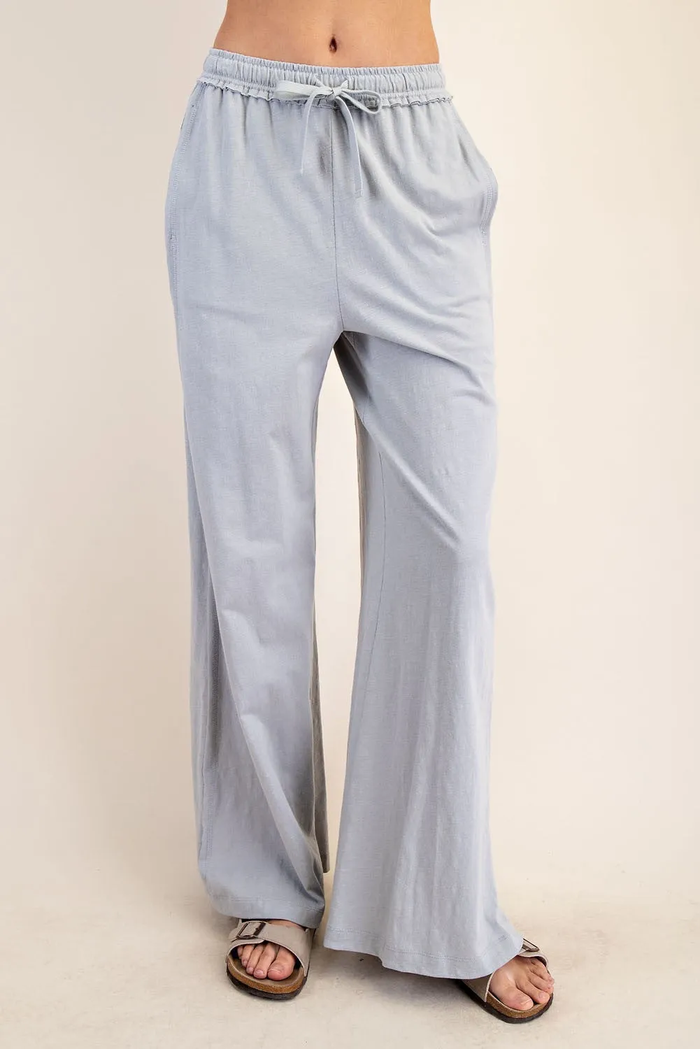 Light Grey Drawstring Wide Leg Lounge Pant sold by Pinkblush