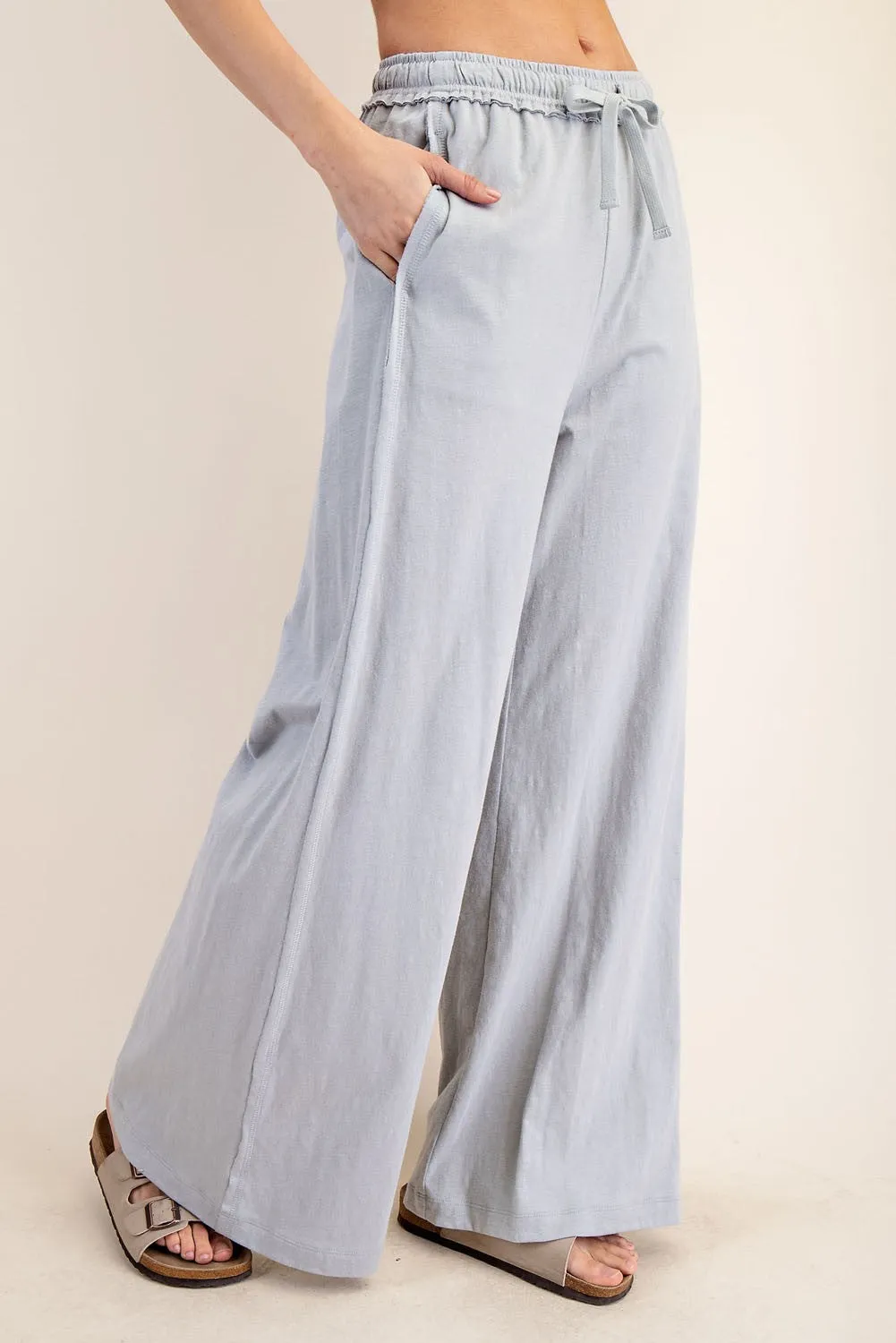 Light Grey Drawstring Wide Leg Lounge Pant sold by Pinkblush product image thumbnail 2