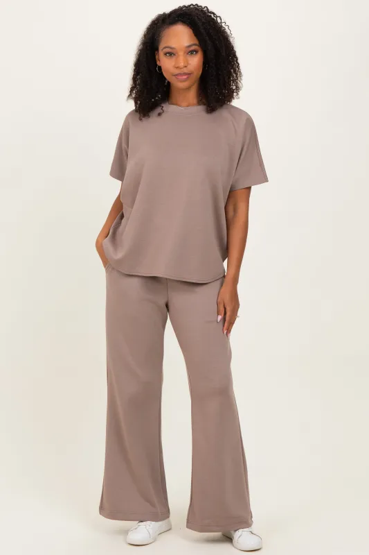 Mocha Curved Hem Tee Pants Maternity Set sold by Pinkblush
