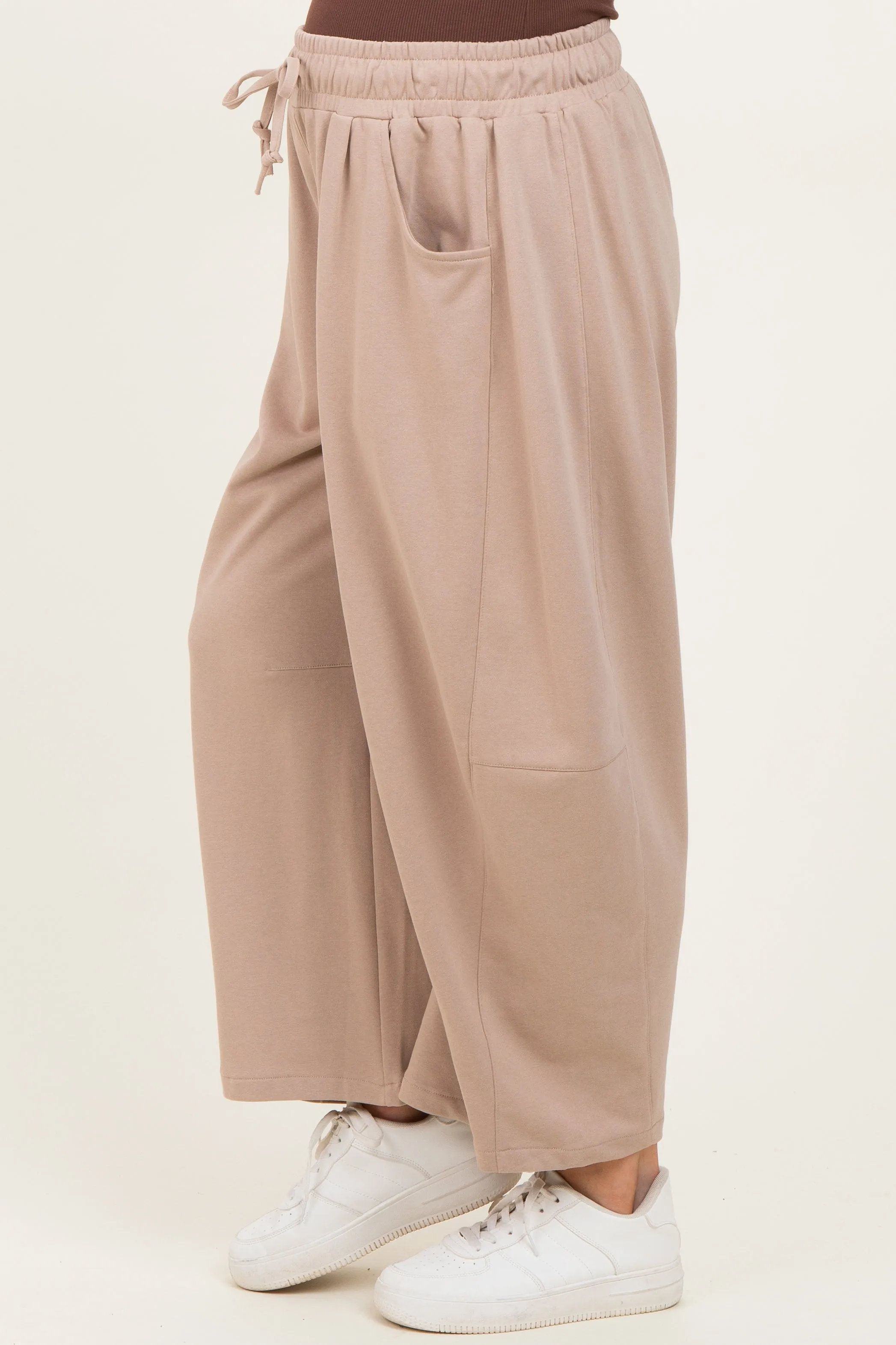 Taupe Barrel Leg Terry Maternity Sweatpants sold by Pinkblush product image thumbnail 4