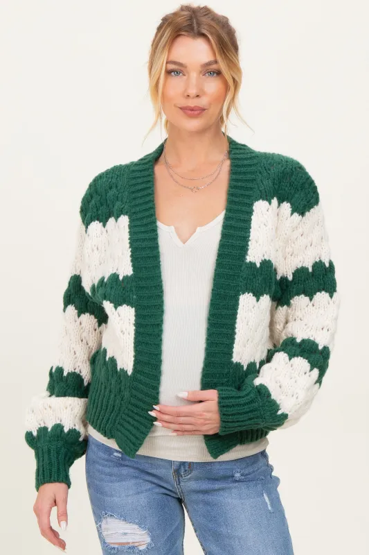 Green Oversized Cloud Pattern Knit Maternity Cardigan sold by Pinkblush