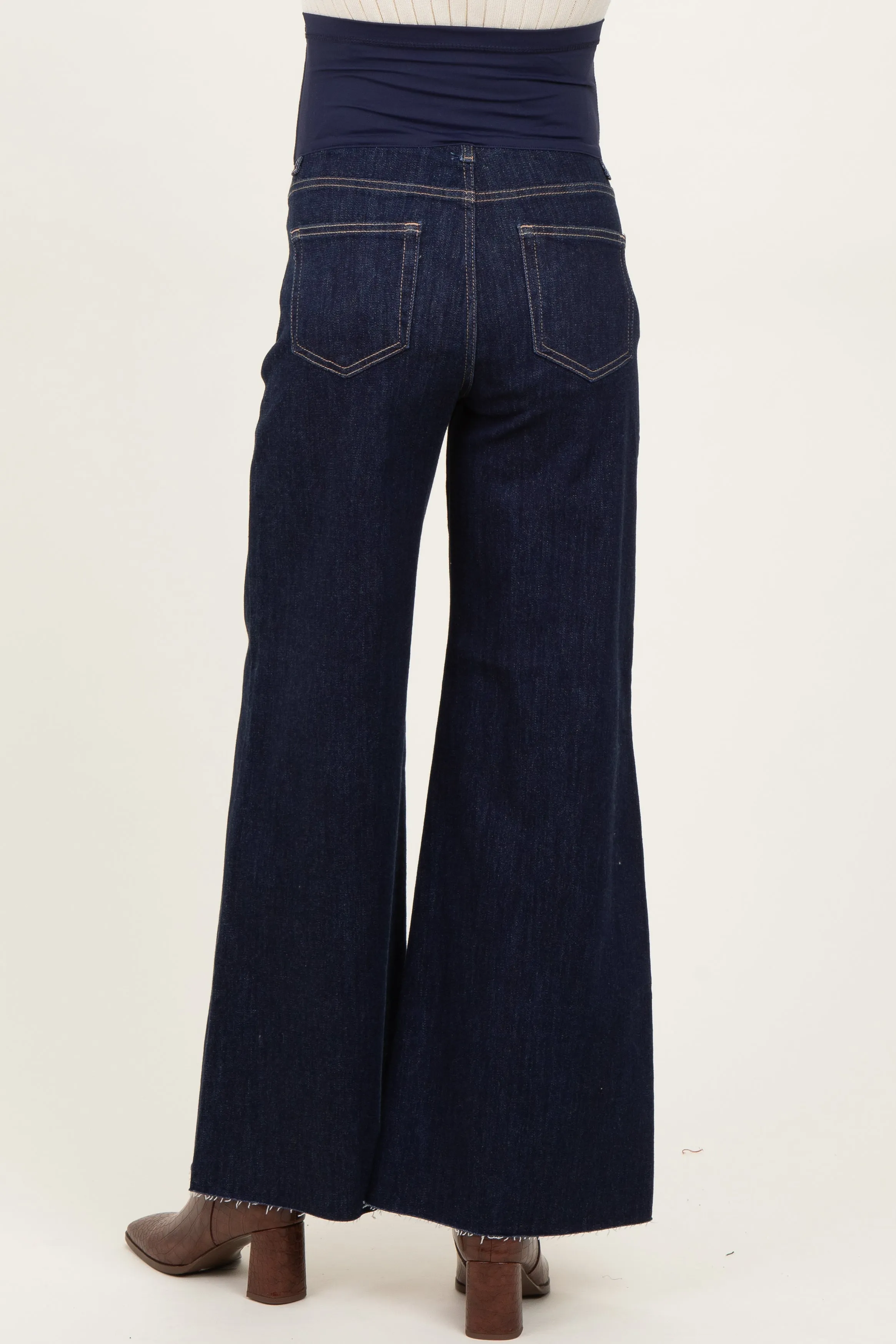 Navy Metallic Finish Palazzo Wide Leg Maternity Jeans sold by Pinkblush product image thumbnail 5
