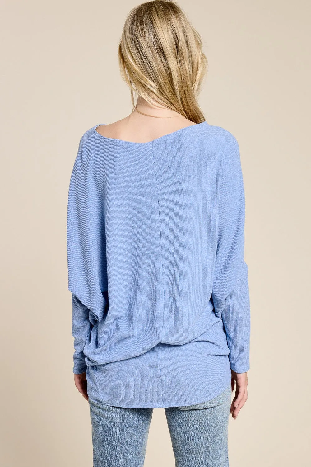 Light Blue Ribbed Dolman Top sold by Pinkblush product image thumbnail 3