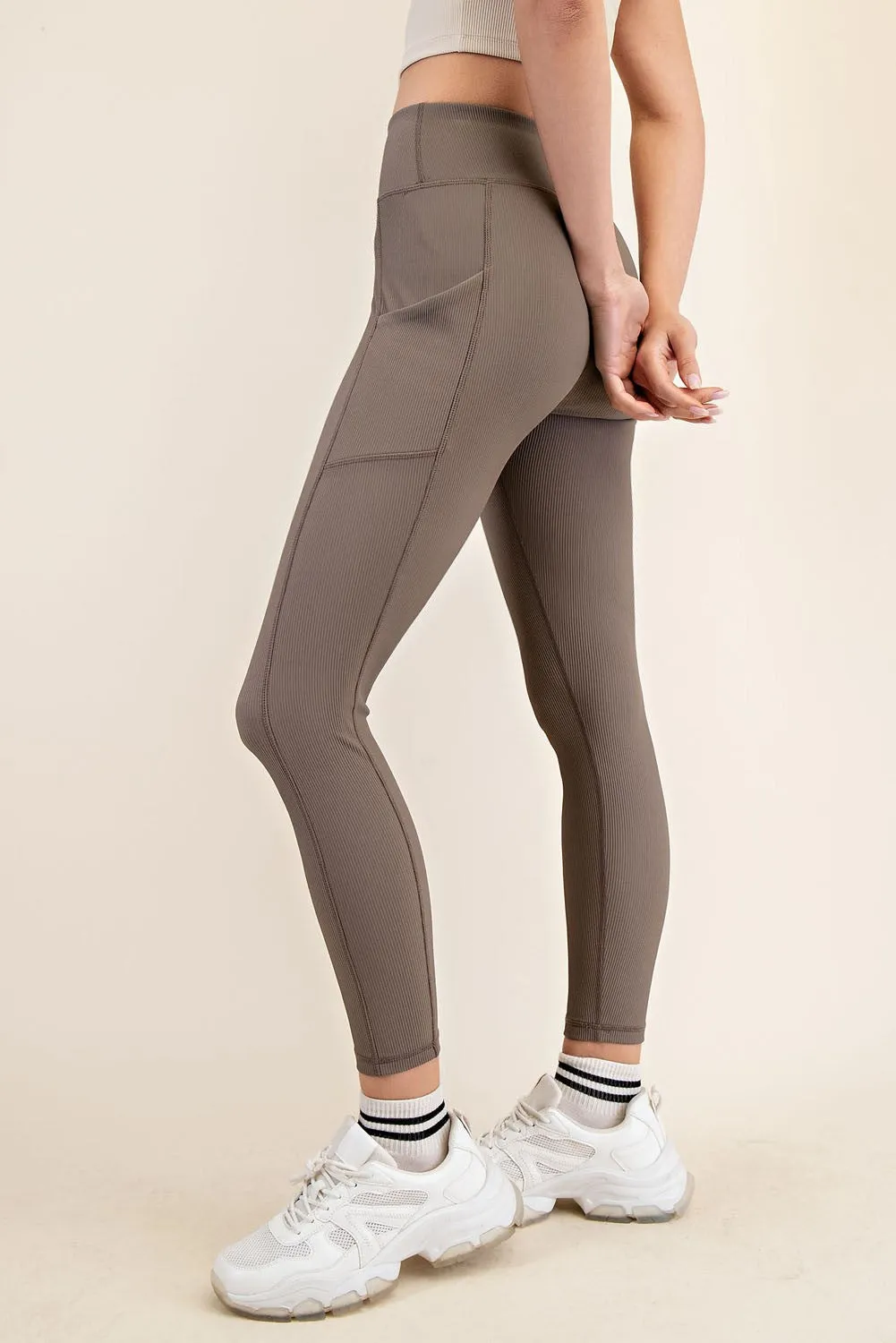 Mocha Ribbed Active Legging sold by Pinkblush product image thumbnail 2