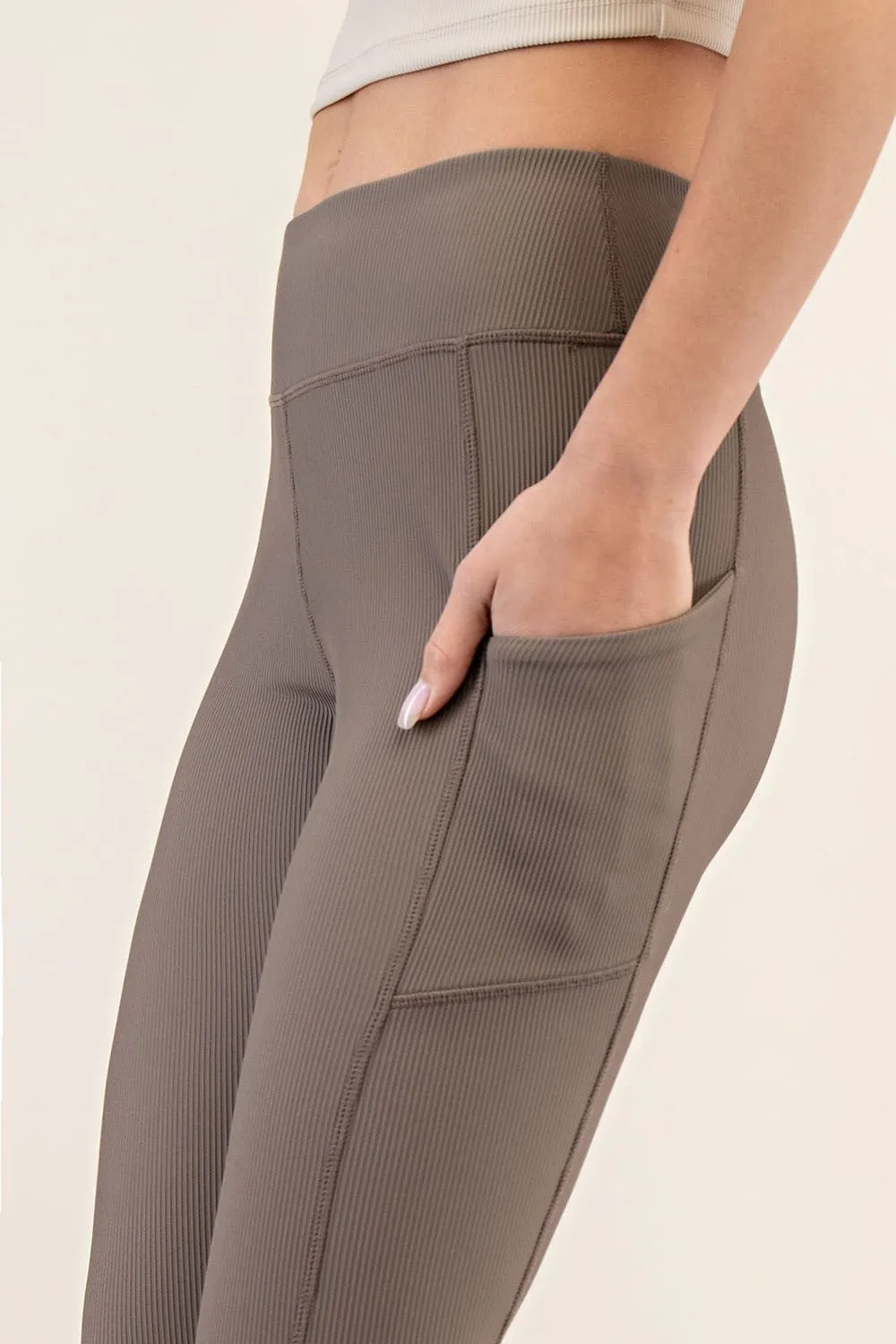 Mocha Ribbed Active Legging sold by Pinkblush product image thumbnail 4