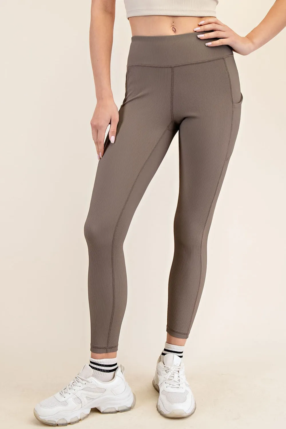 Mocha Ribbed Active Legging sold by Pinkblush