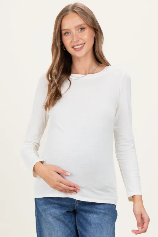 Cream Long Sleeve Maternity Top sold by Pinkblush