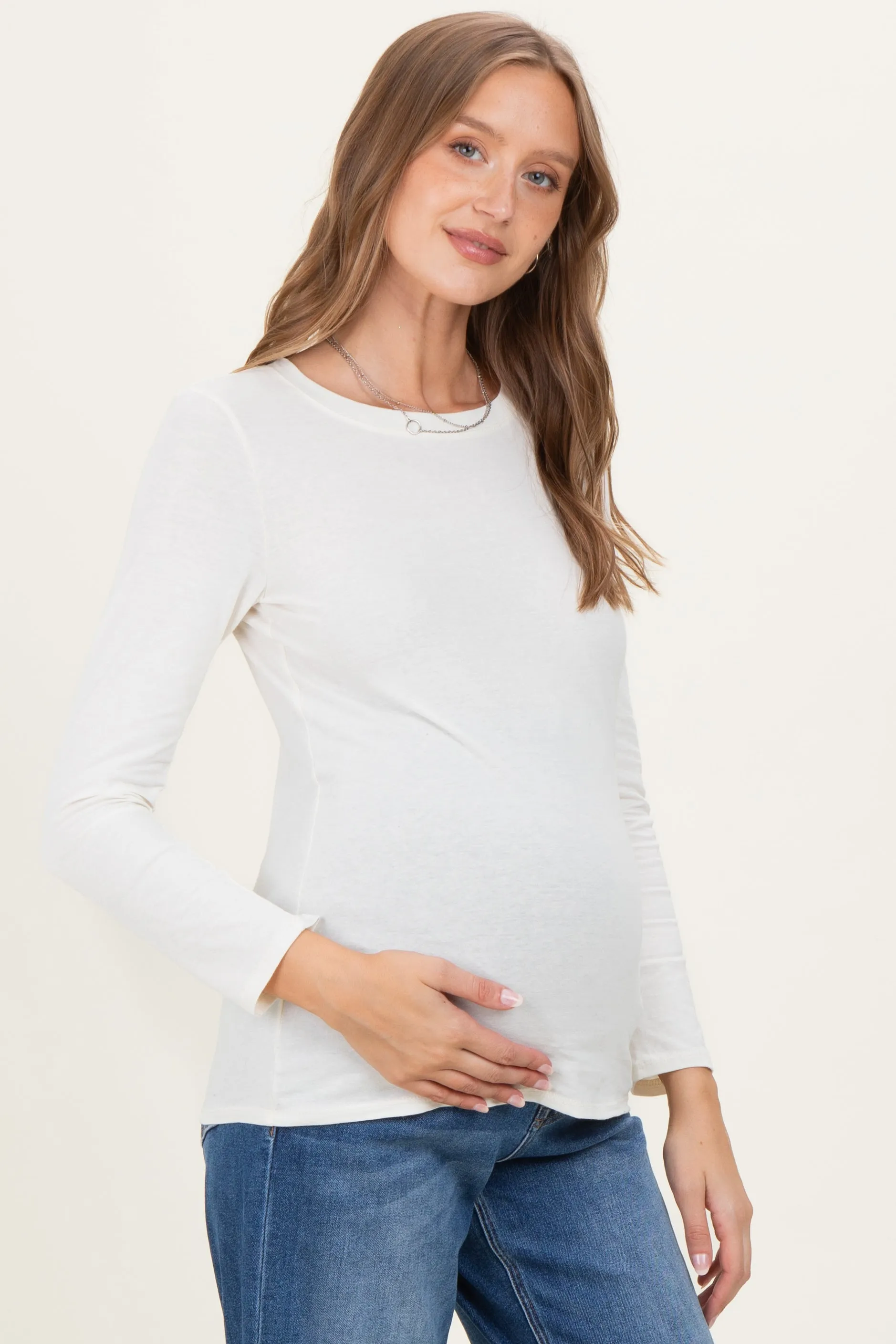 Cream Long Sleeve Maternity Top sold by Pinkblush product image thumbnail 3
