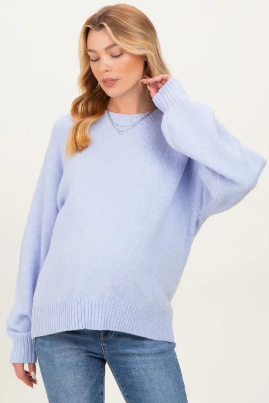 Light Blue Chunky Knit Oversized Maternity Sweater sold by Pinkblush