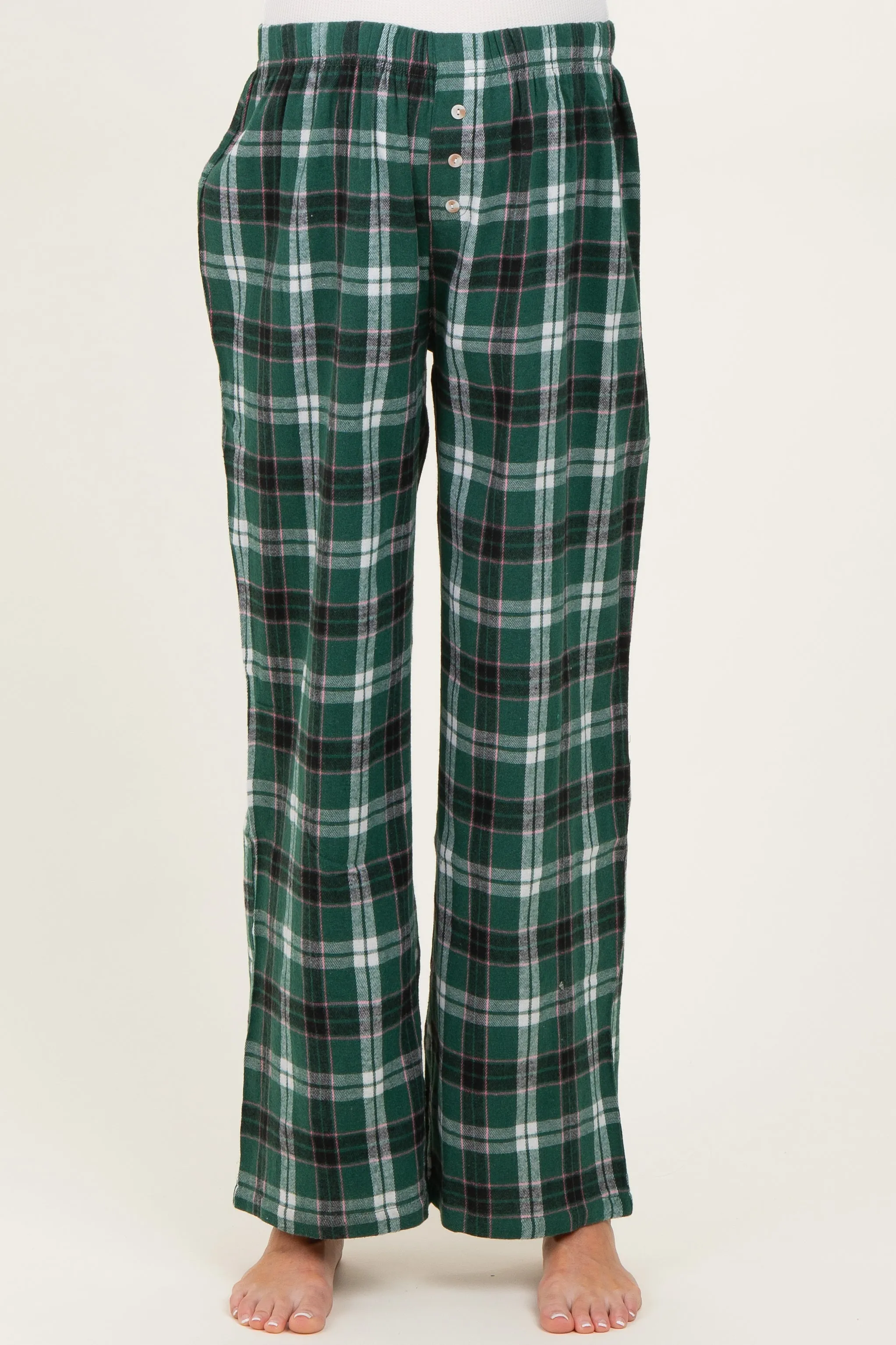 Green Plaid Wide Leg Maternity Lounge Pants sold by Pinkblush product image thumbnail 3