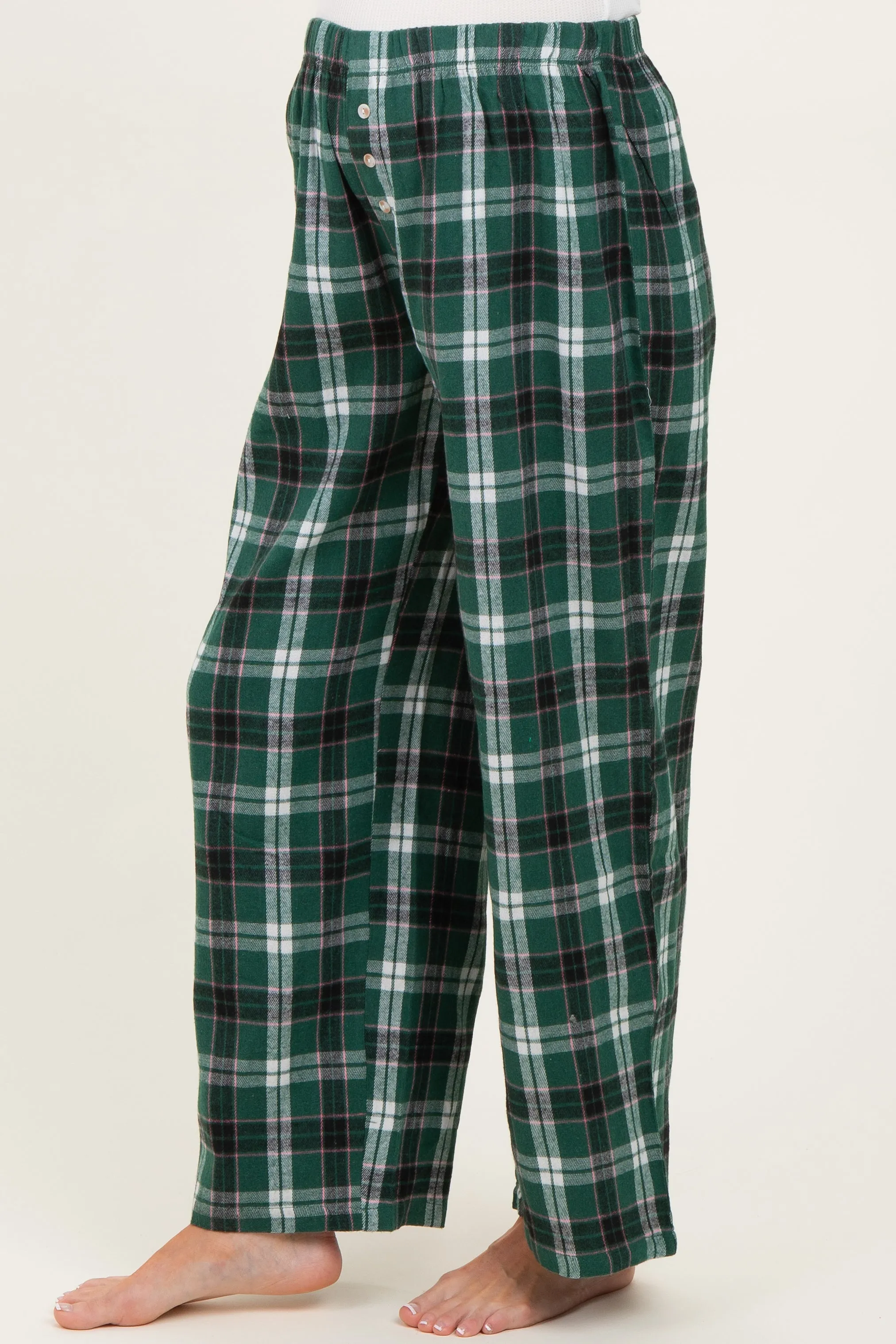 Green Plaid Wide Leg Maternity Lounge Pants sold by Pinkblush product image thumbnail 4