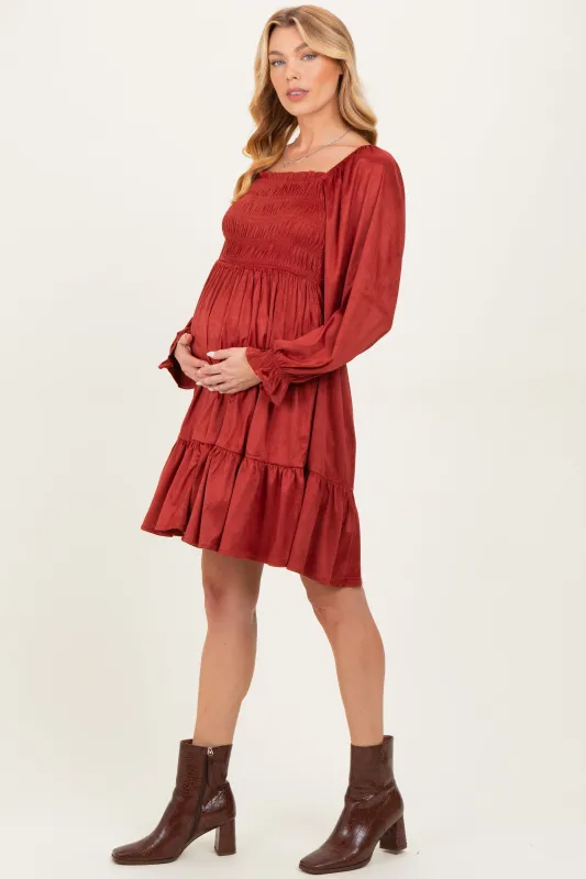 Rust Suede Maternity Dress sold by Pinkblush