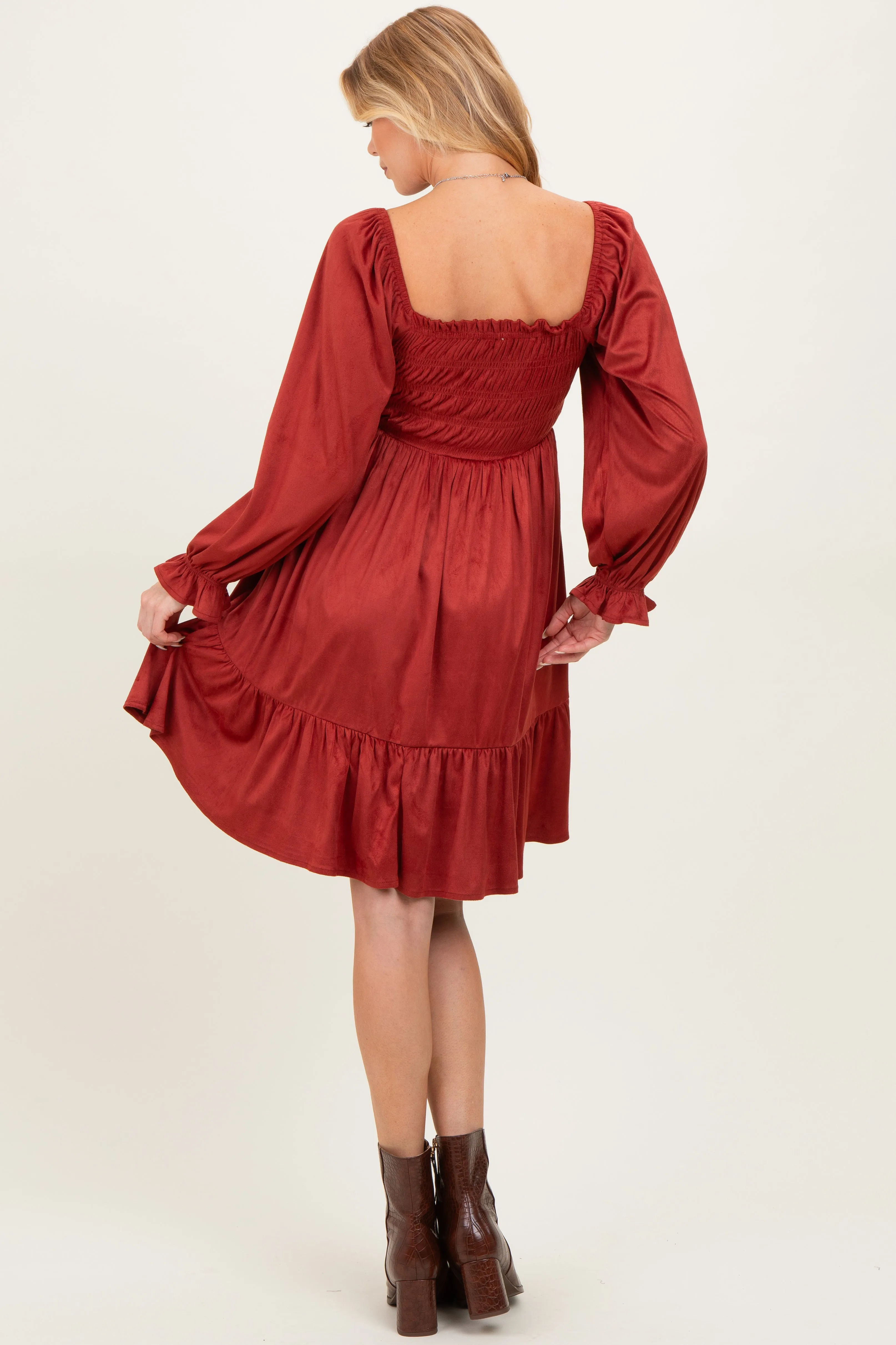 Rust Suede Maternity Dress sold by Pinkblush product image thumbnail 3