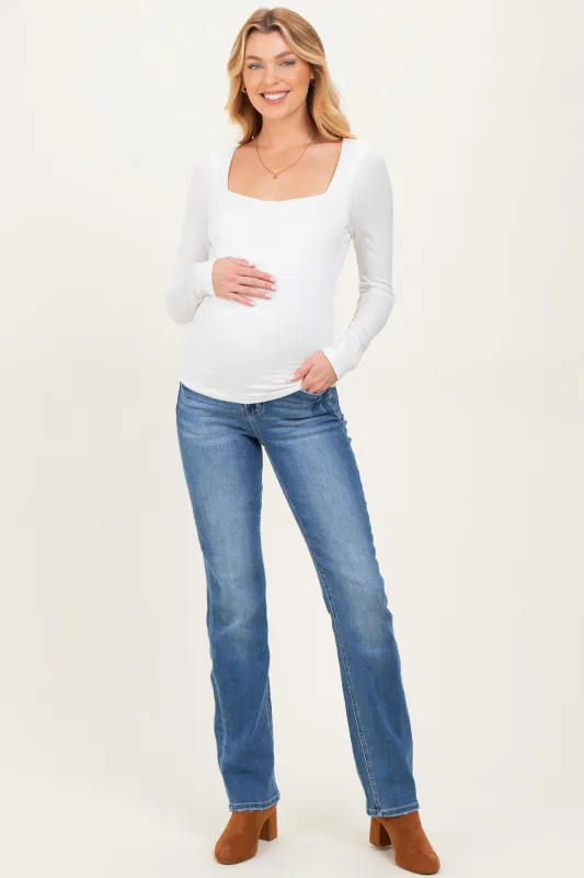 Blue Slim Straight Leg Maternity Jeans sold by Pinkblush