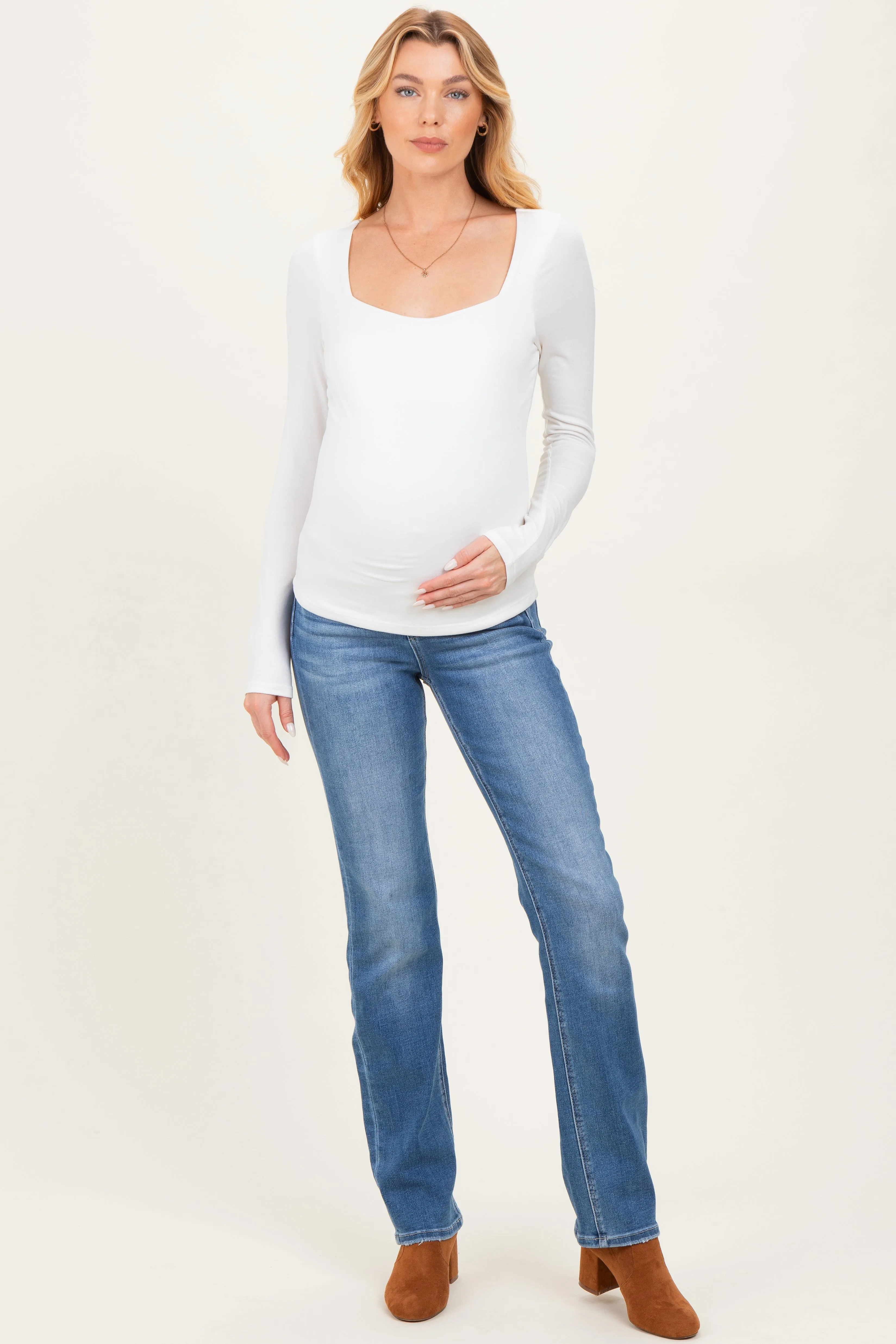 Blue Slim Straight Leg Maternity Jeans sold by Pinkblush product image thumbnail 2