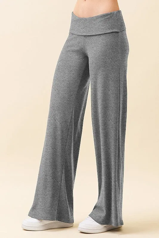 Grey Wide Leg Fold Over Lounge Pants sold by Pinkblush