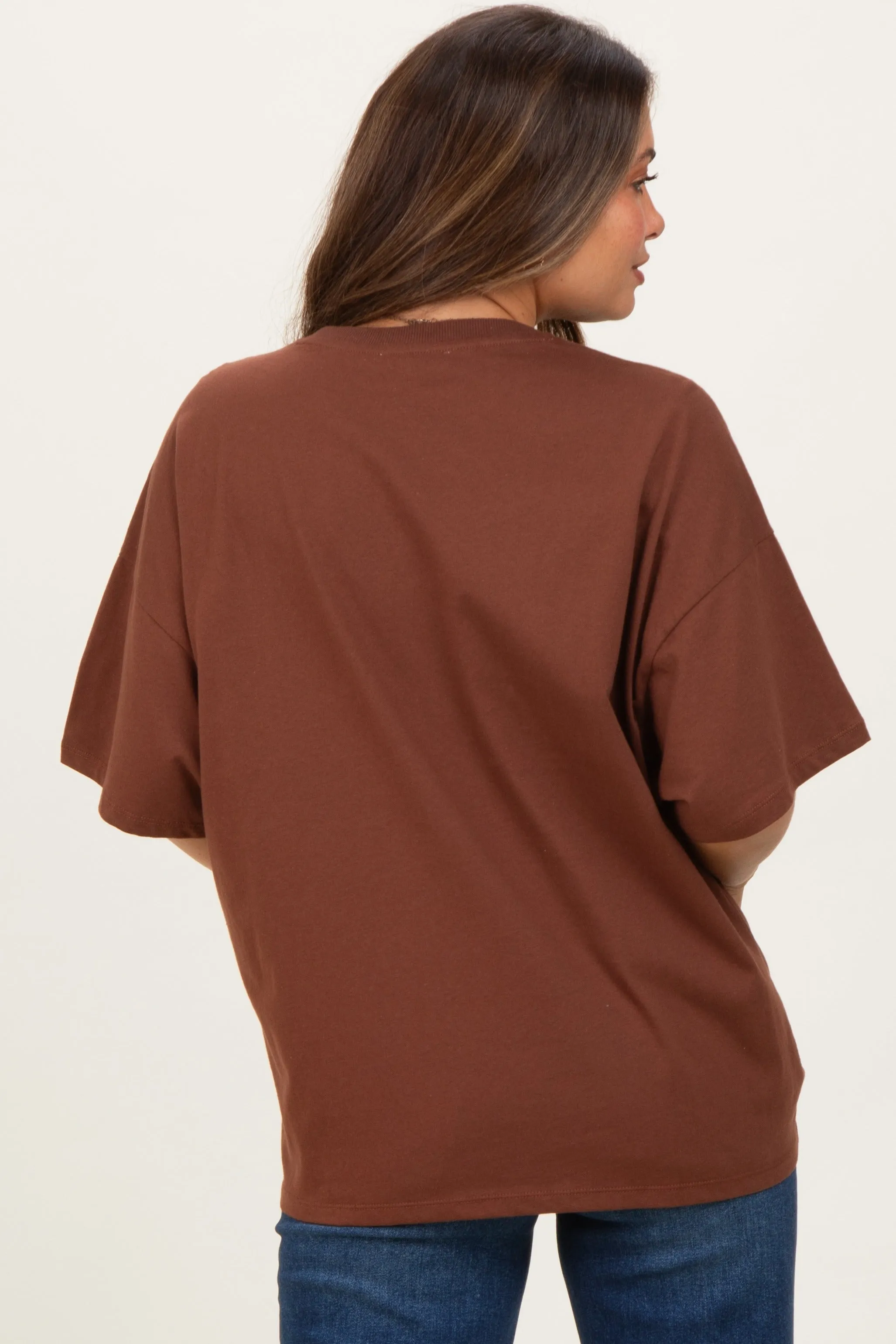 Chestnut Crew Neck Short Sleeve Oversized Maternity T-Shirt sold by Pinkblush product image thumbnail 4
