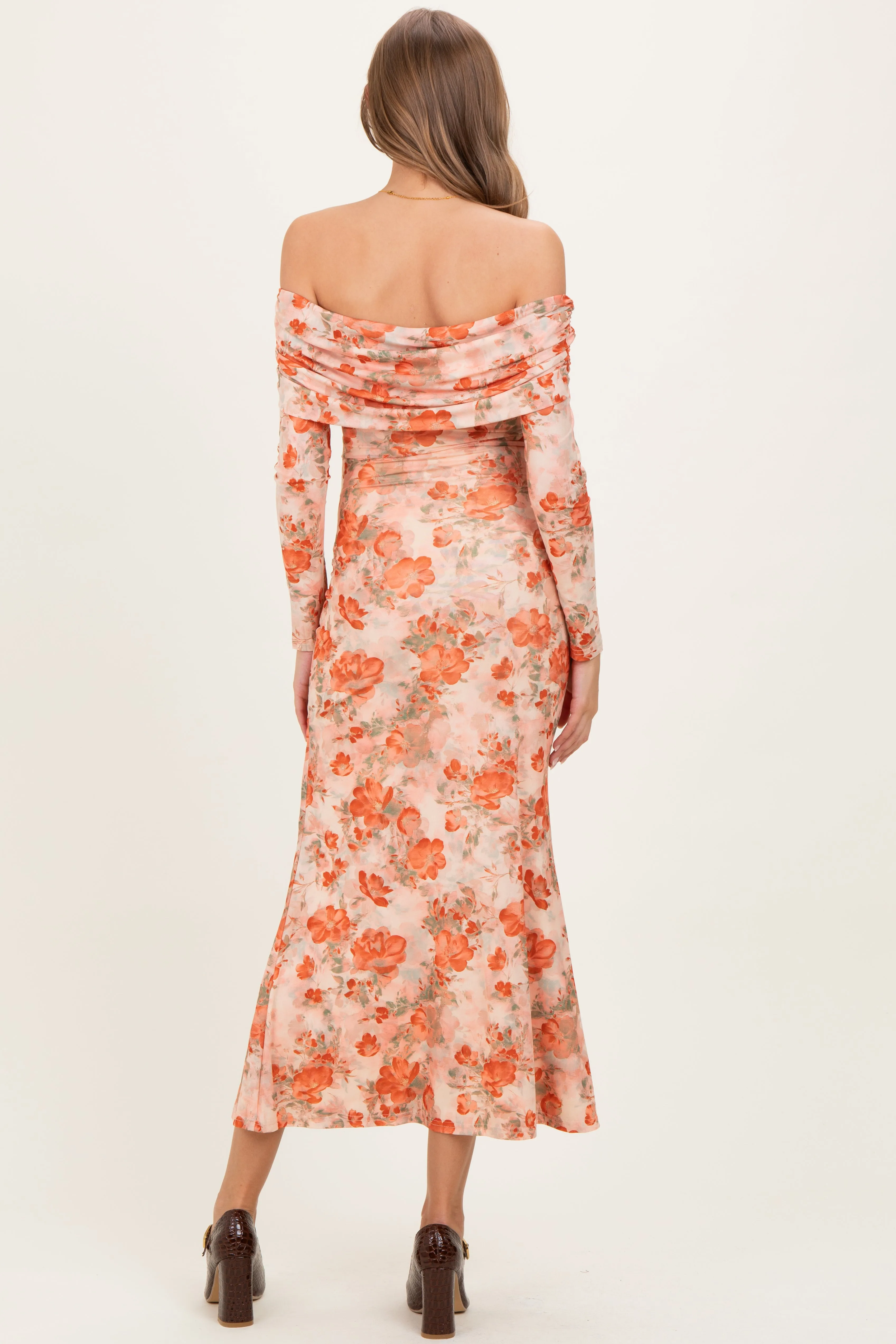 Light Pink Rose Floral Off Shoulder Maternity Maxi Dress sold by Pinkblush product image thumbnail 4