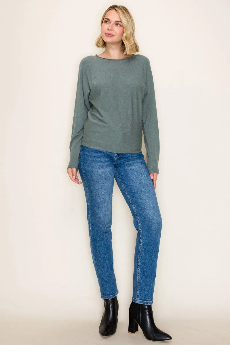 Dark Jade Dolman Sleeve Knit Top sold by Pinkblush product image thumbnail 4