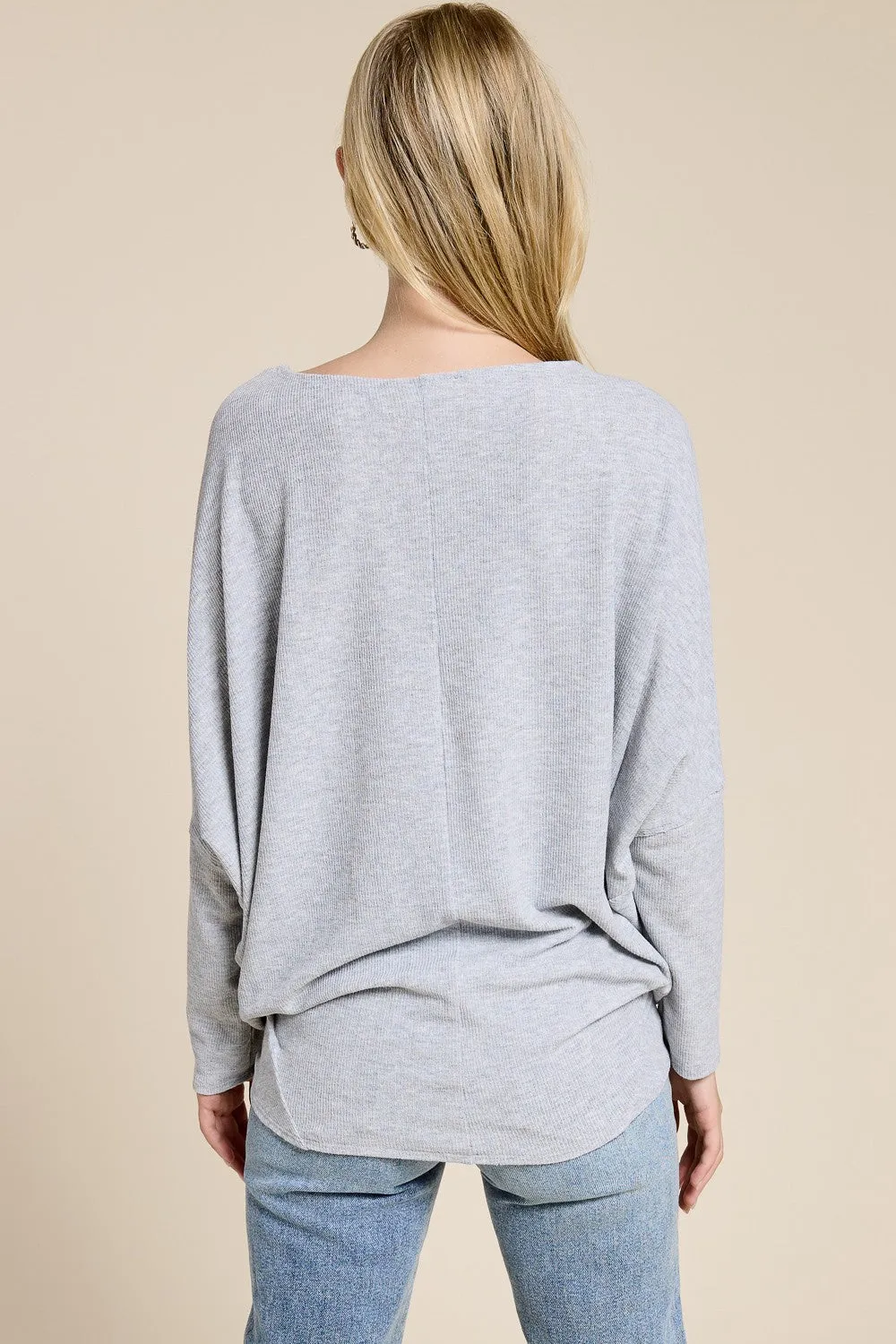Heather Grey Ribbed Dolman Top sold by Pinkblush product image thumbnail 3