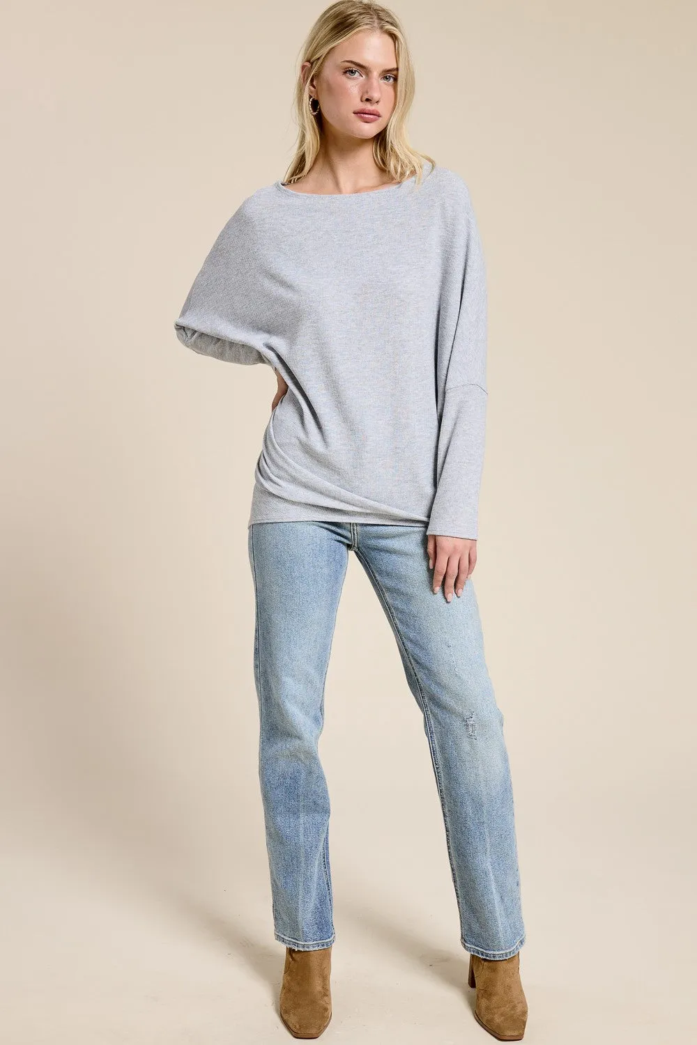 Heather Grey Ribbed Dolman Top sold by Pinkblush product image thumbnail 4