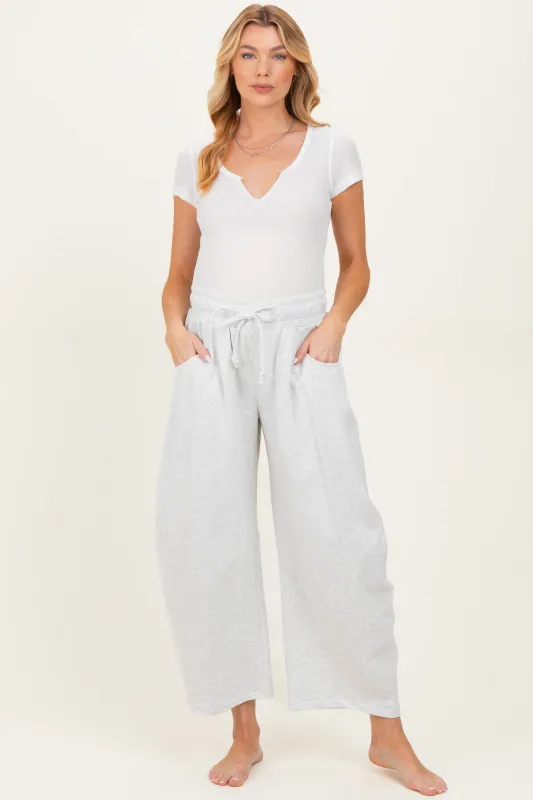 Ivory Barrel Leg Terry Maternity Sweatpants made by Pinkblush