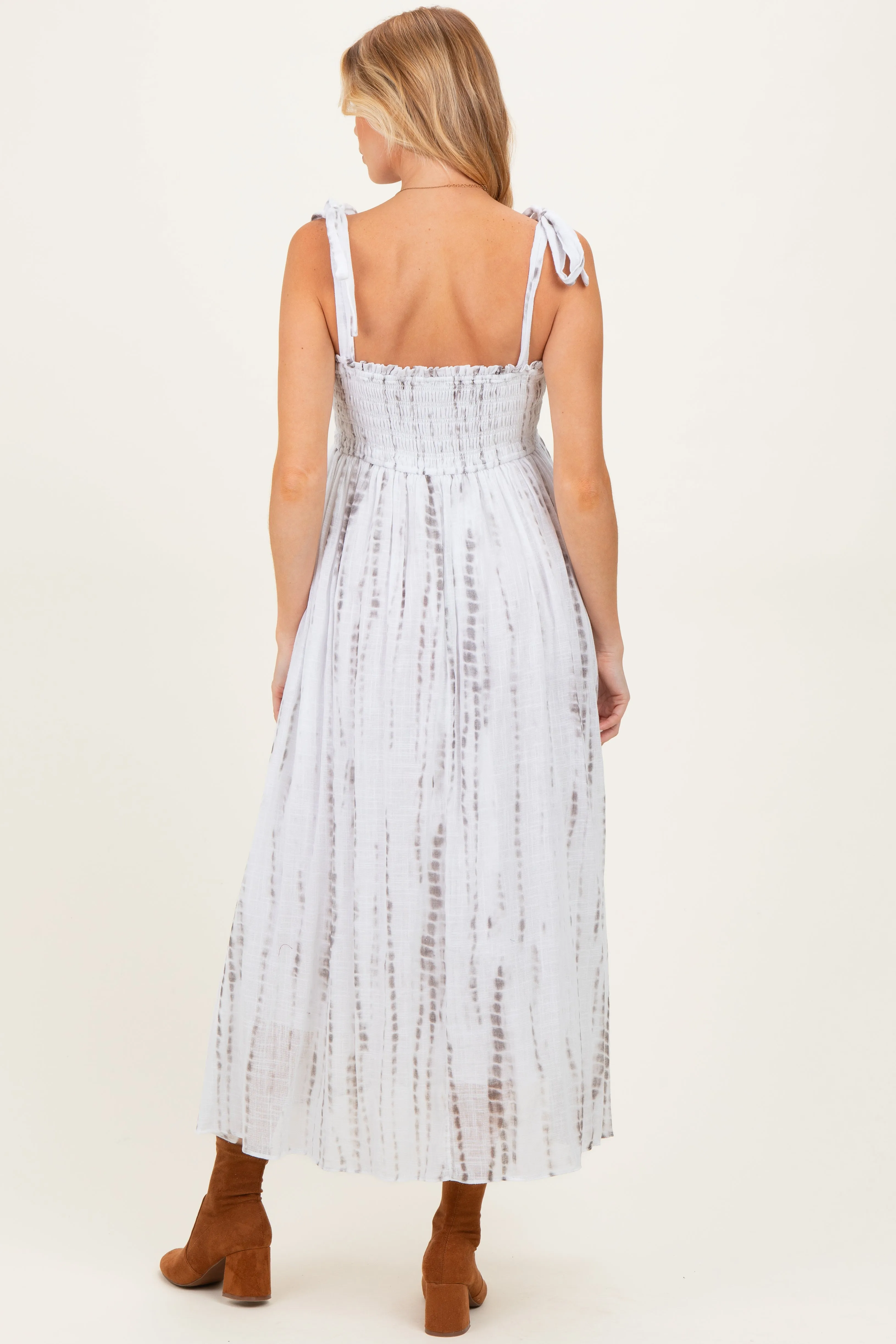 Charcoal Tie Dye Printed Maternity Maxi Dress sold by Pinkblush product image thumbnail 4