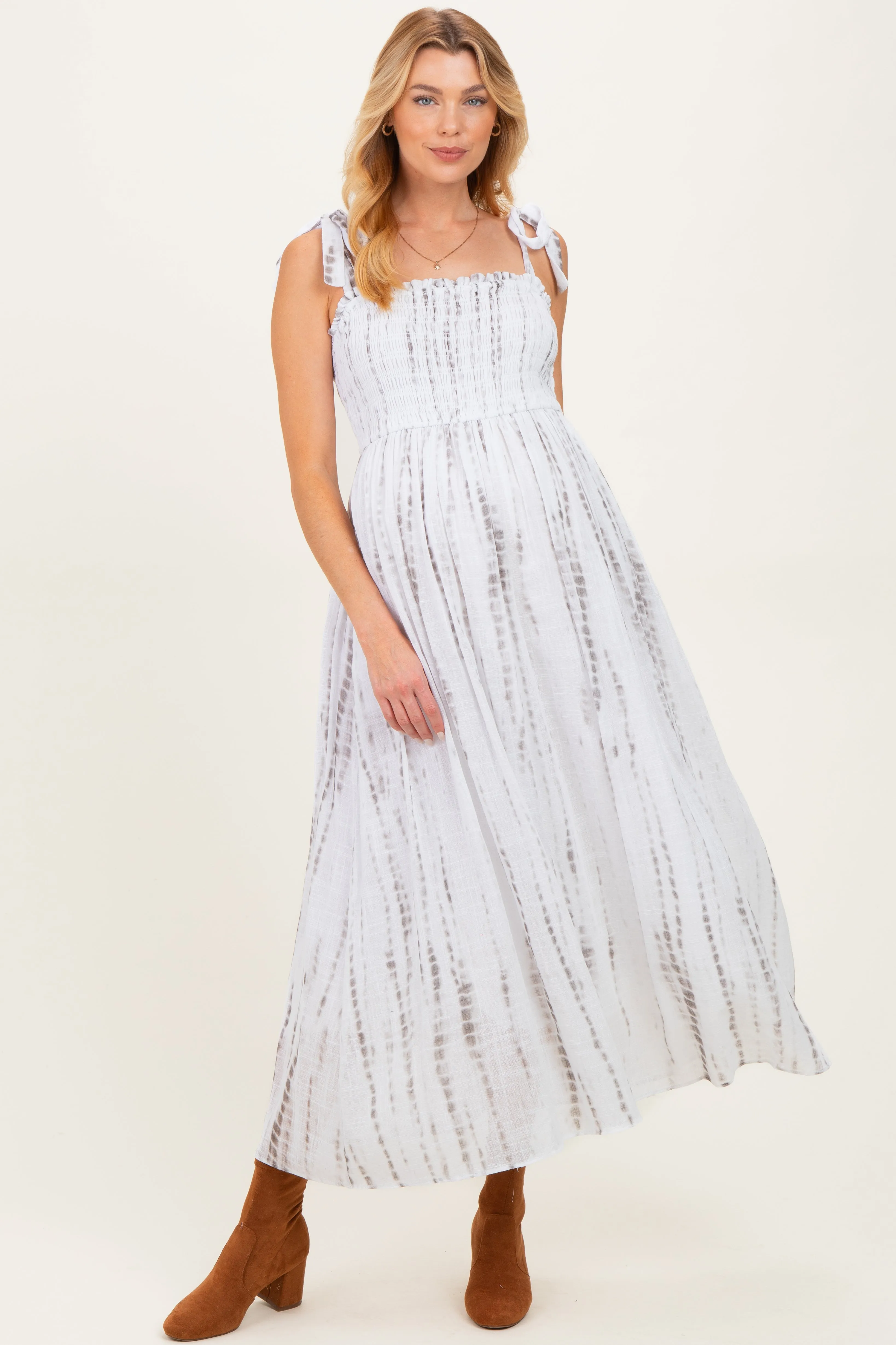 Charcoal Tie Dye Printed Maternity Maxi Dress sold by Pinkblush