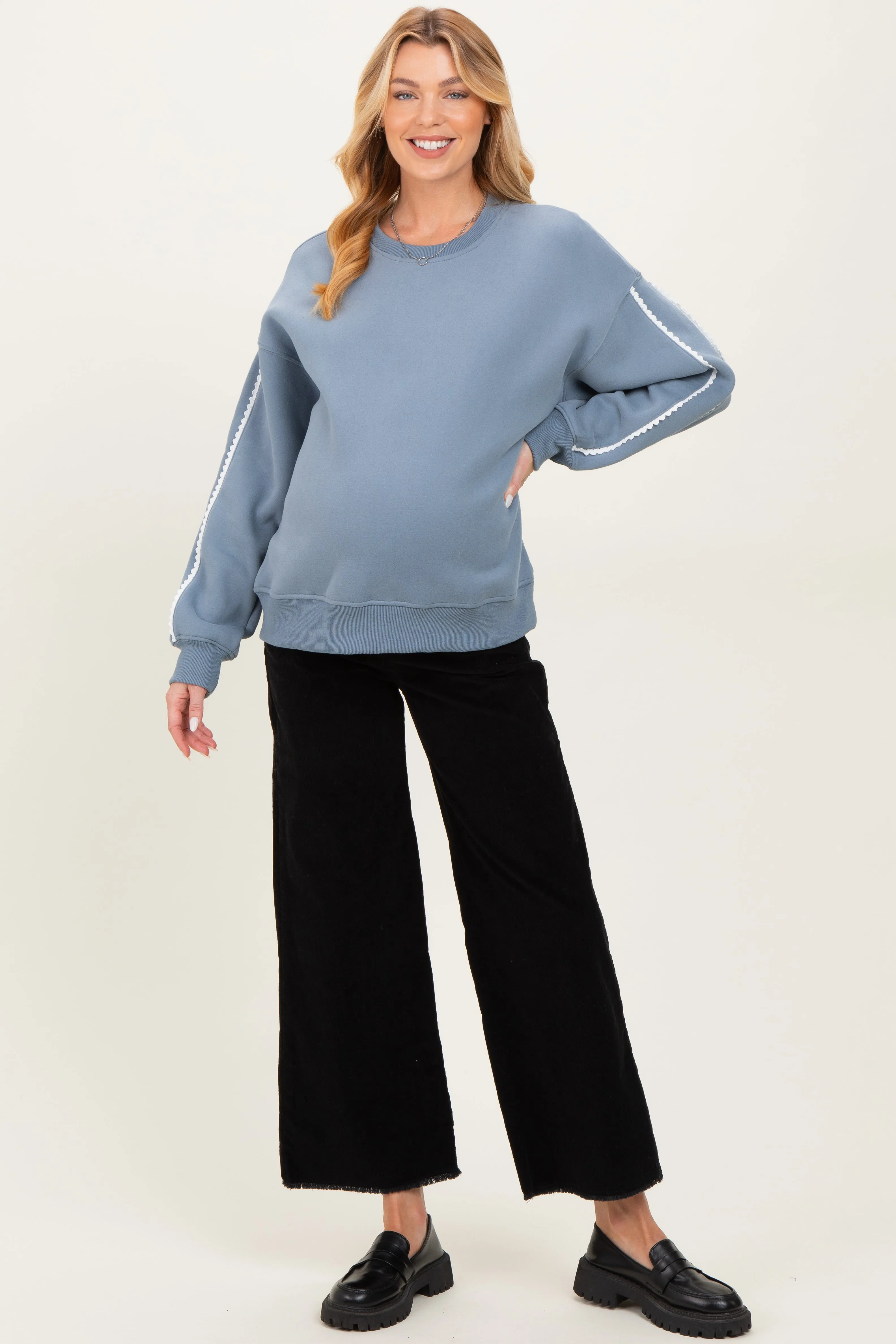 Dusty Blue Contrast Trim Maternity Sweatshirt sold by Pinkblush product image thumbnail 3