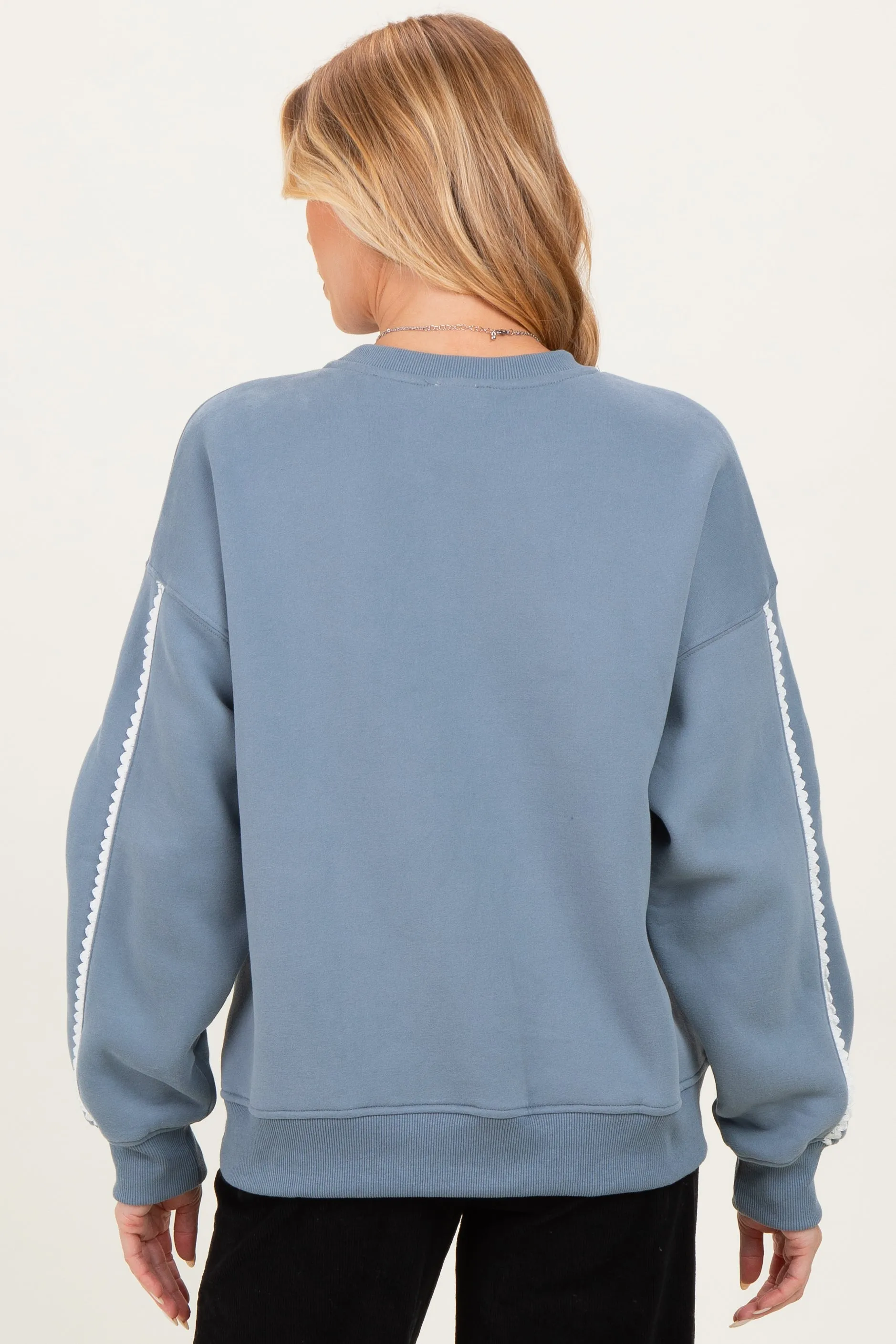 Dusty Blue Contrast Trim Maternity Sweatshirt sold by Pinkblush product image thumbnail 4