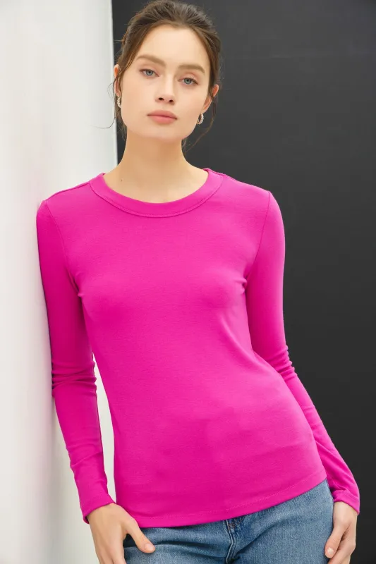 Hot Pink Long Sleeve Top sold by Pinkblush