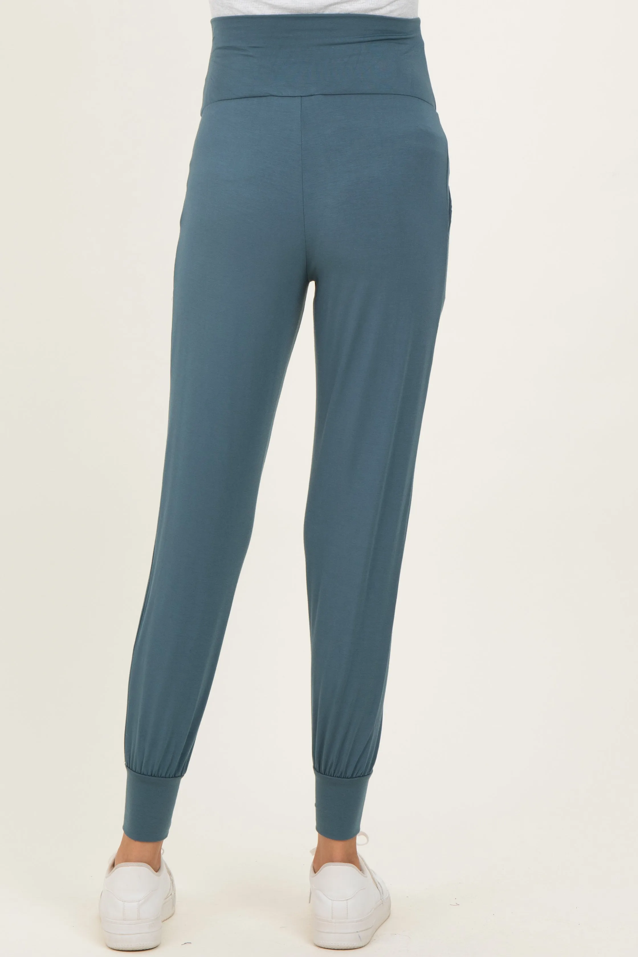 Teal Blue Maternity Band Jogger Pants sold by Pinkblush product image thumbnail 5