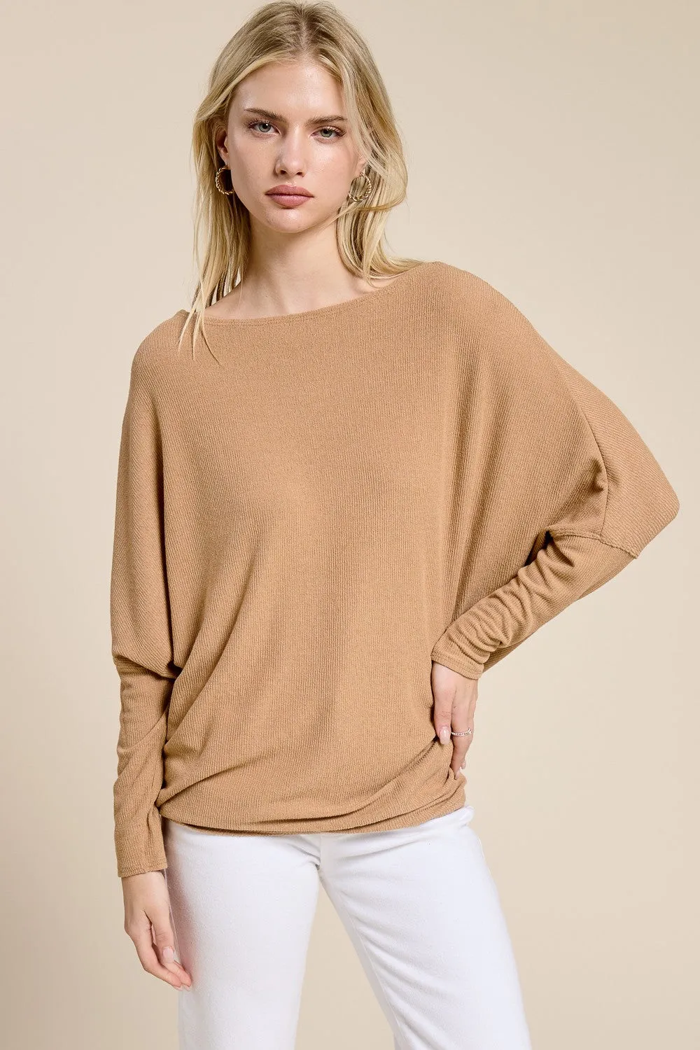Camel Ribbed Dolman Top sold by Pinkblush product image thumbnail 2