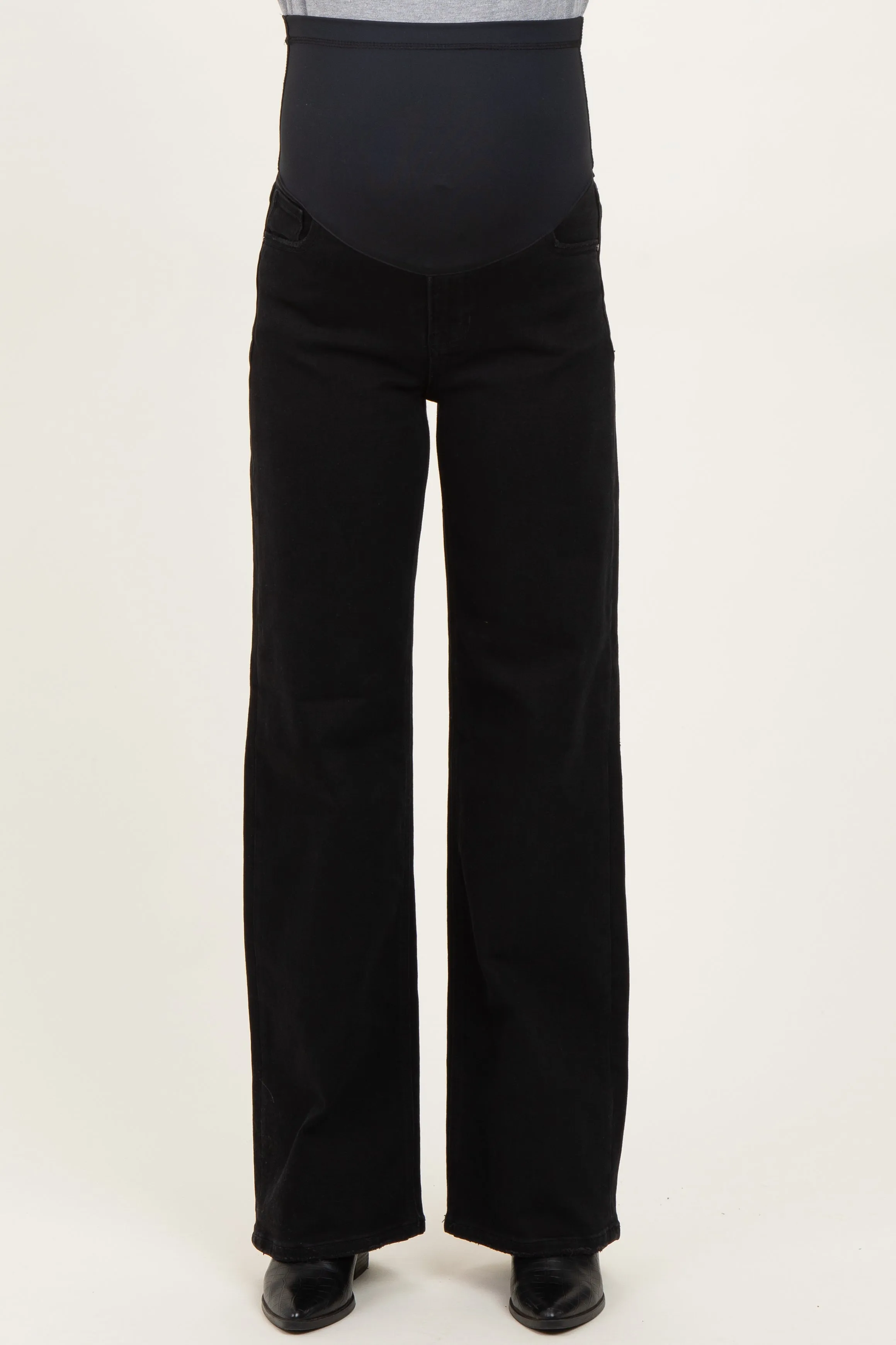 Black Classic Wide Leg Maternity Jeans sold by Pinkblush product image thumbnail 3