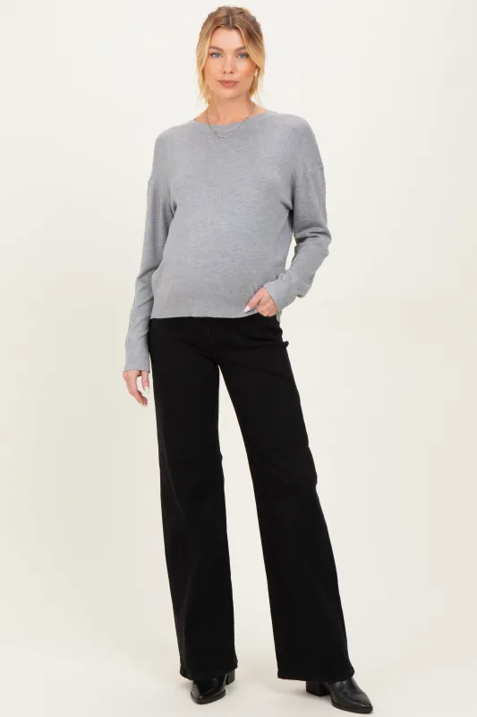 Black Classic Wide Leg Maternity Jeans made by Risen